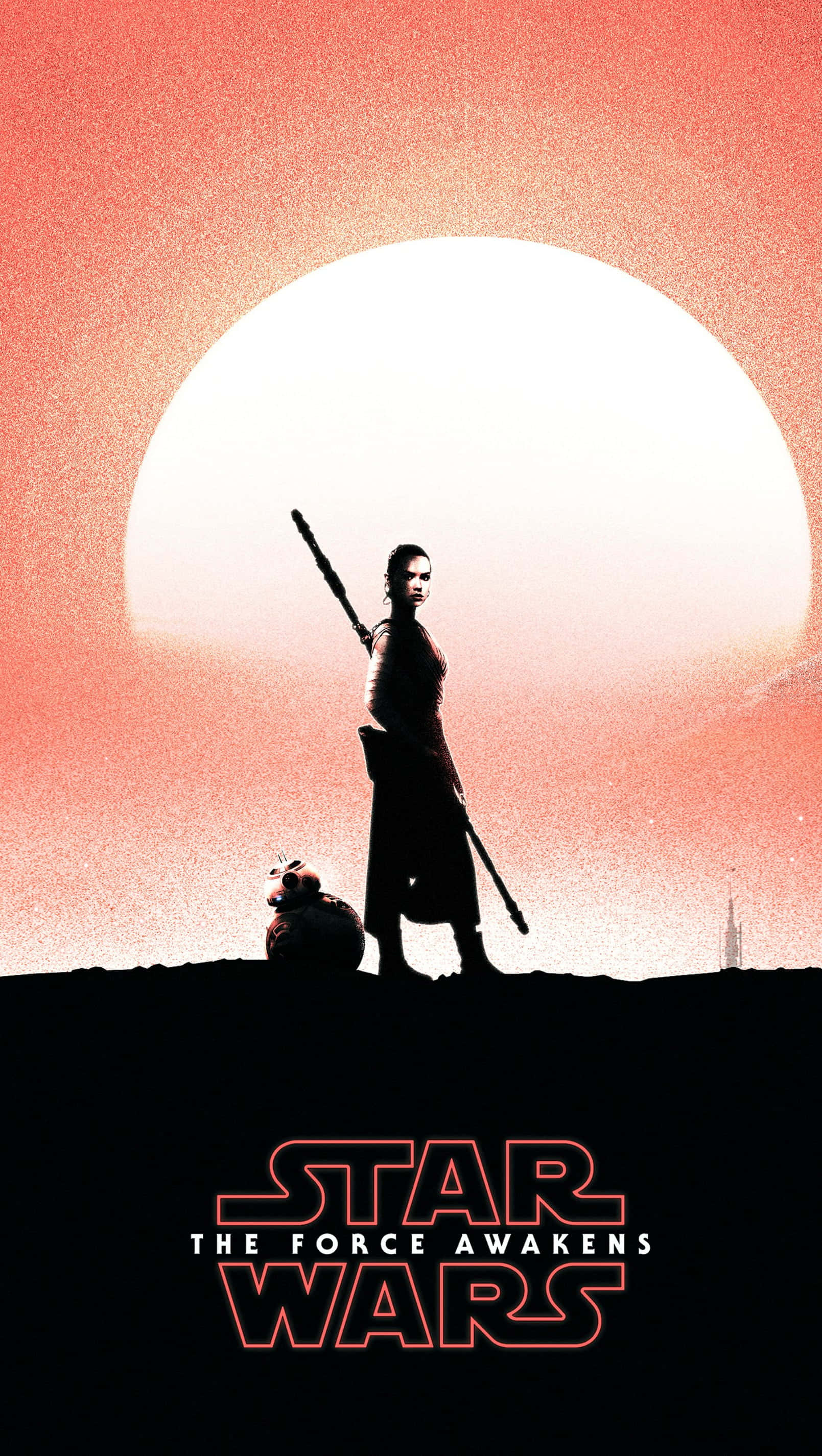 The Force Awakens, lone warrior, massive glowing sun, 2K Phone Wallpaper