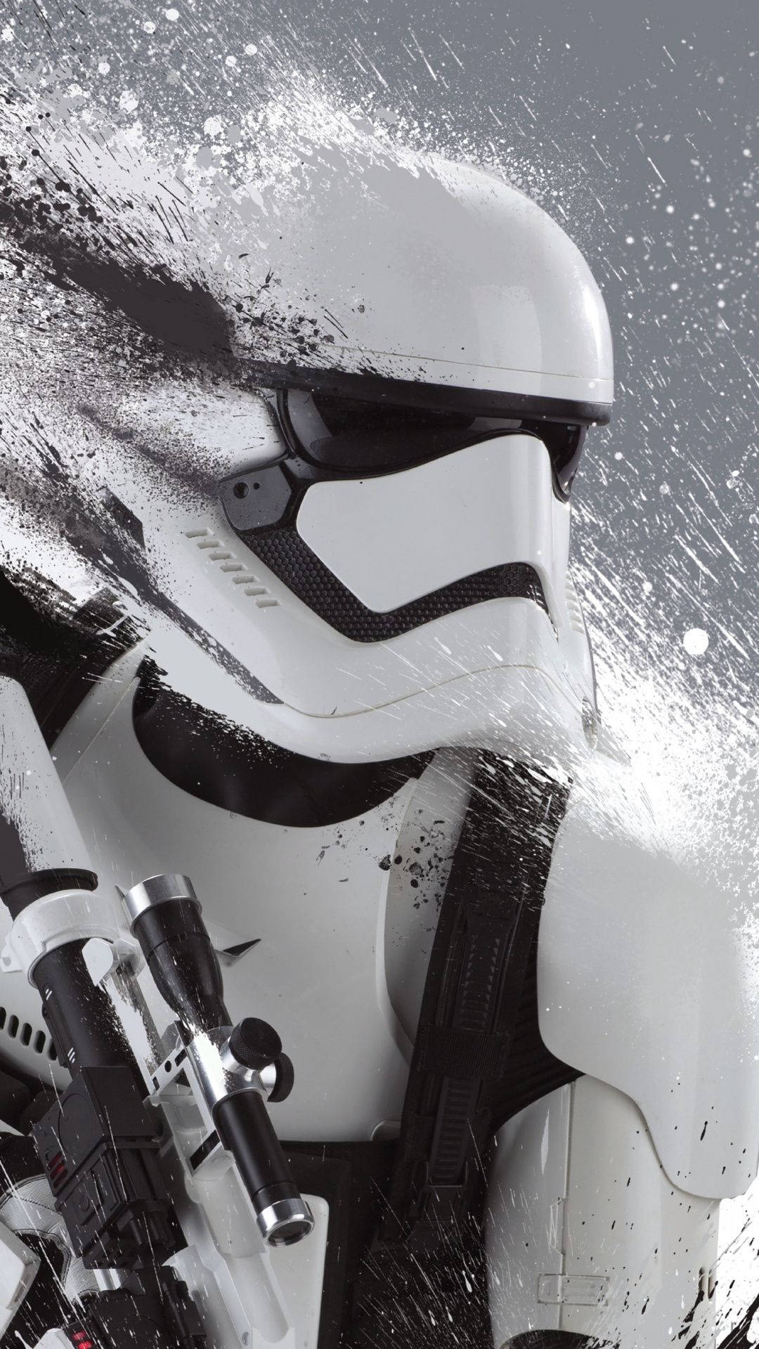 Star Wars The Force Awakens, stormtrooper helmet, black and white paint splatters, Full HD Phone Wallpaper