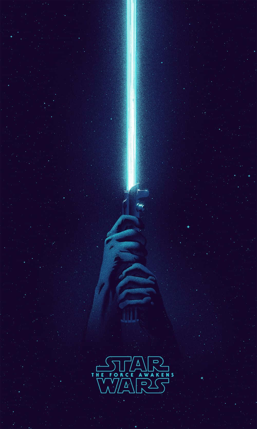 Star Wars The Force Awakens, glowing blue lightsaber, starry night sky, HD Phone Wallpaper