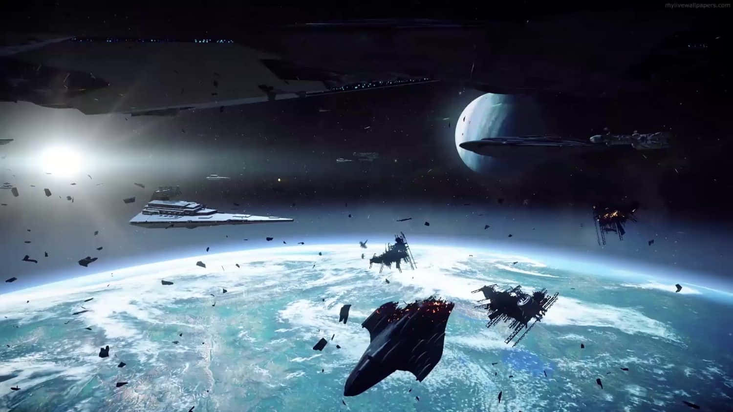 Star Wars, space battle, blue planet, HD Desktop Wallpaper
