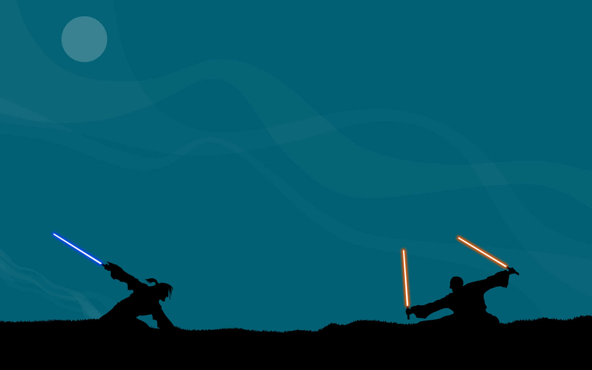 lightsaber duels, blue lightsaber, orange lightsaber, Full HD Desktop Wallpaper