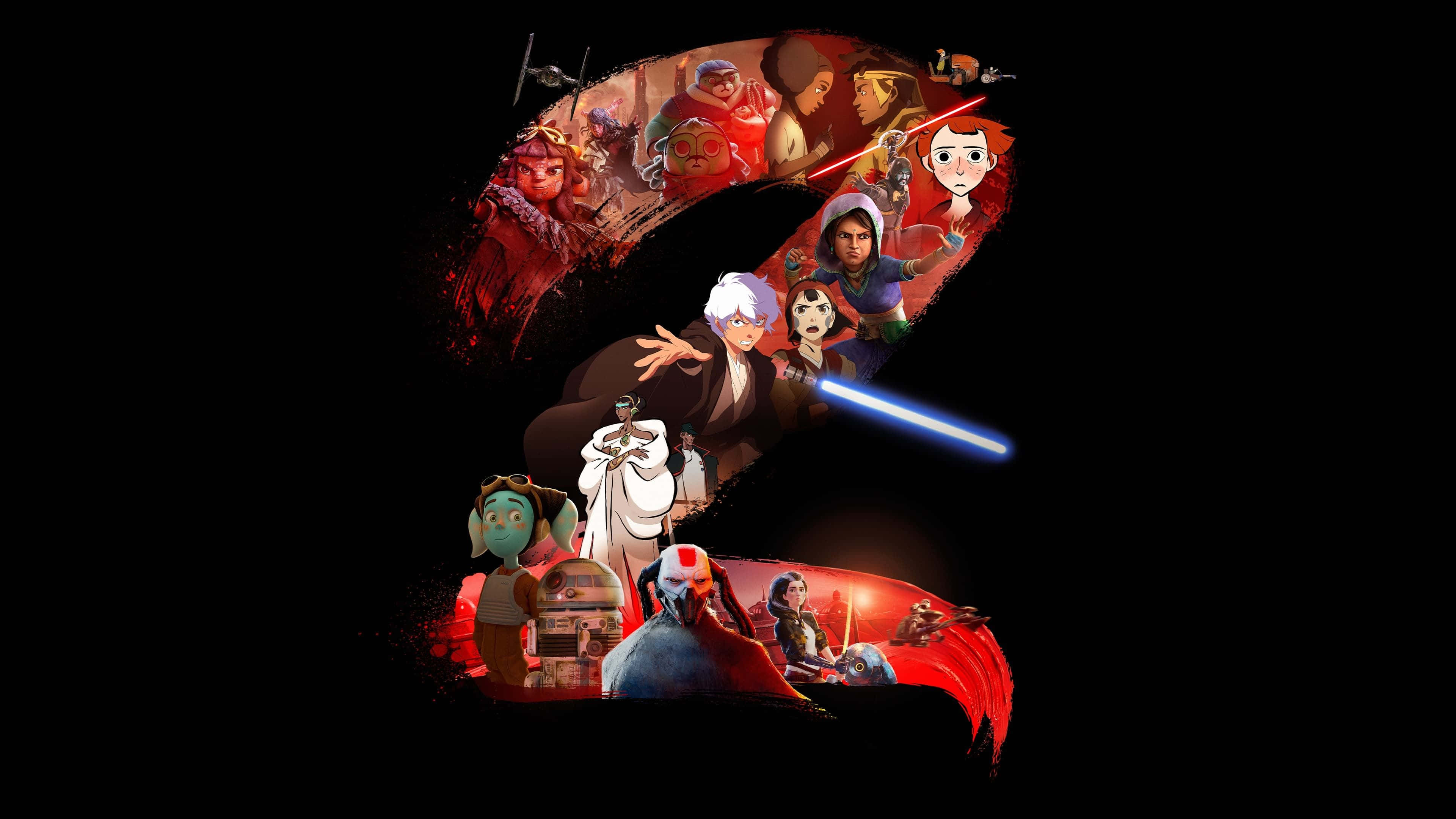 Star Wars Visions, Star Wars characters, lightsabers, 4K Desktop Wallpaper