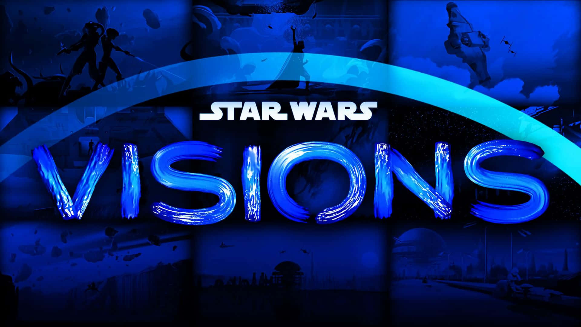 Star Wars Visions, electric blue, dark blue, Full HD Desktop Wallpaper