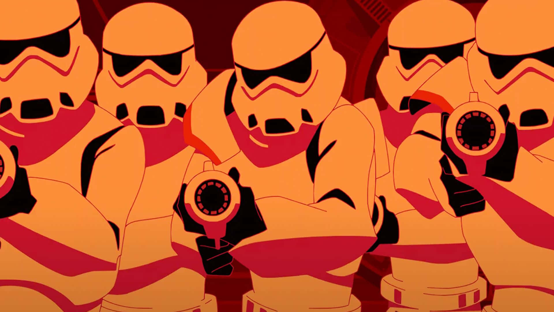 Star Wars Visions, stormtroopers, orange armor, Full HD Desktop Wallpaper