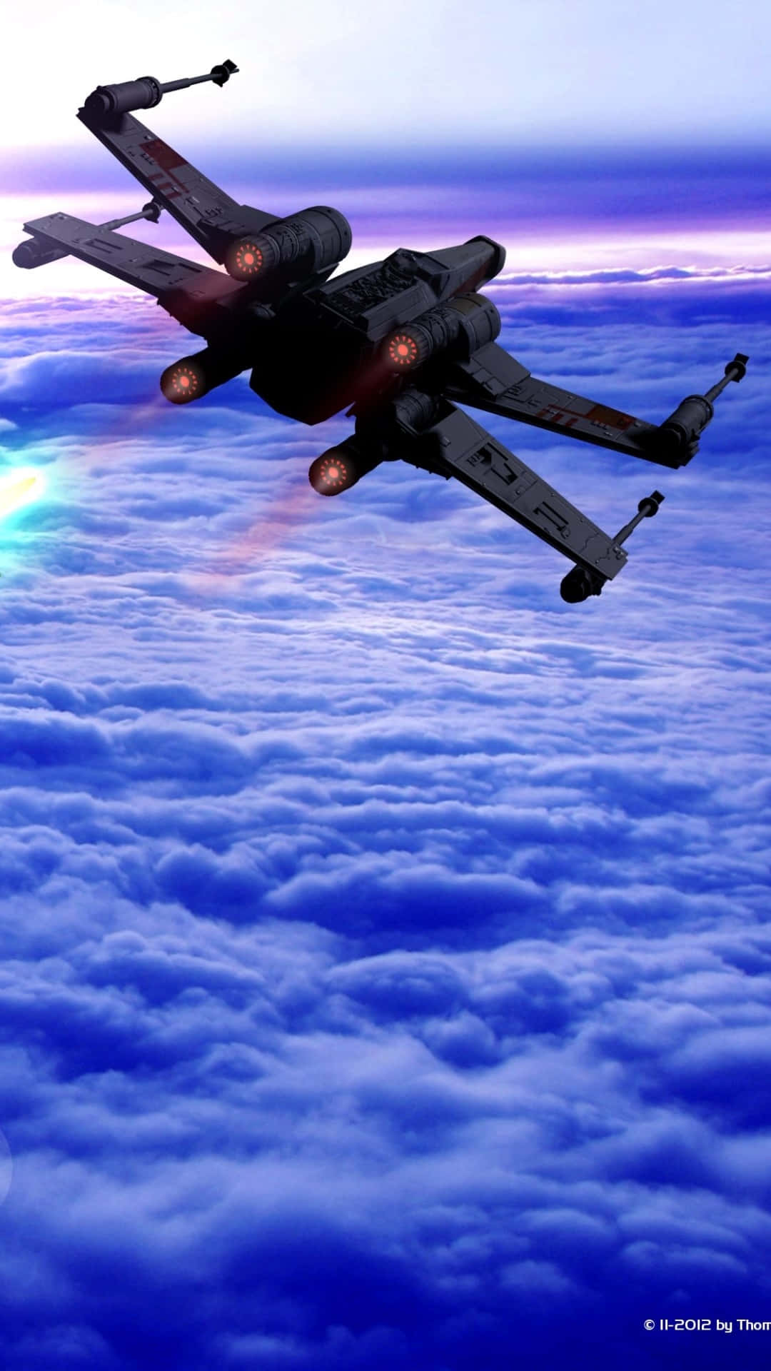 Star Wars X Wing, twilight, glowing engines, Full HD Phone Wallpaper