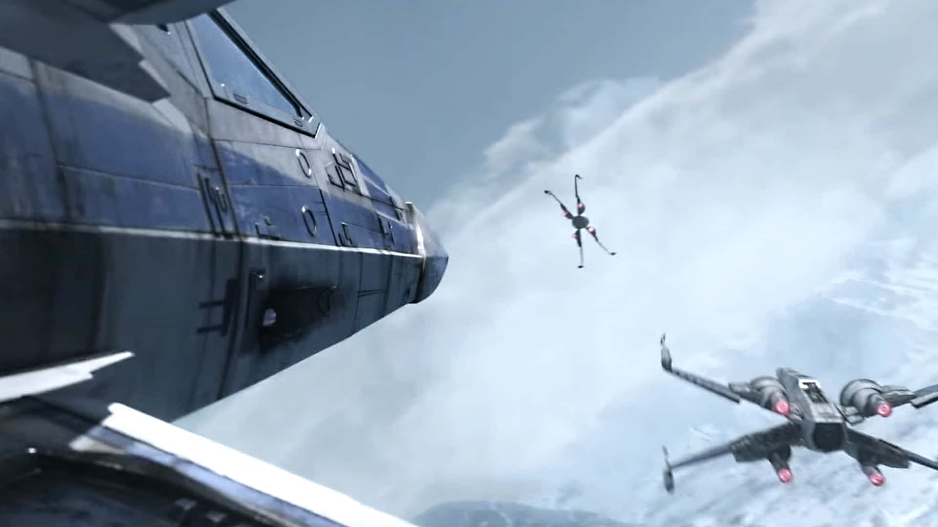 Star Wars X-Wing, futuristic spacecraft, cloudy sky, Full HD Desktop Wallpaper