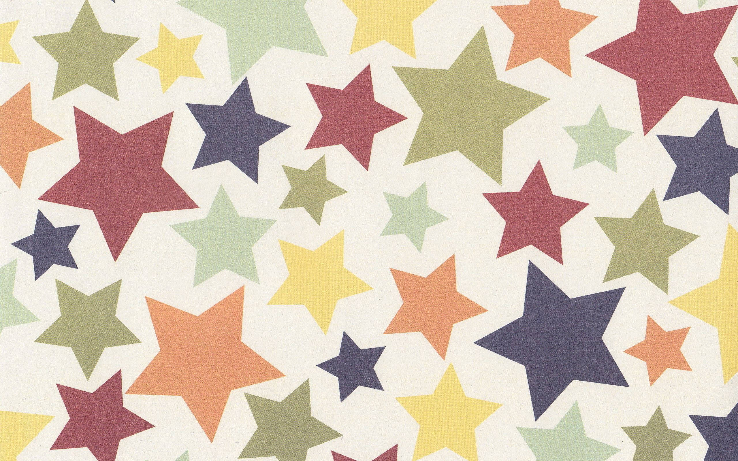 Colorful Star, multicolored stars, creamy off-white background, 2K Desktop Wallpaper