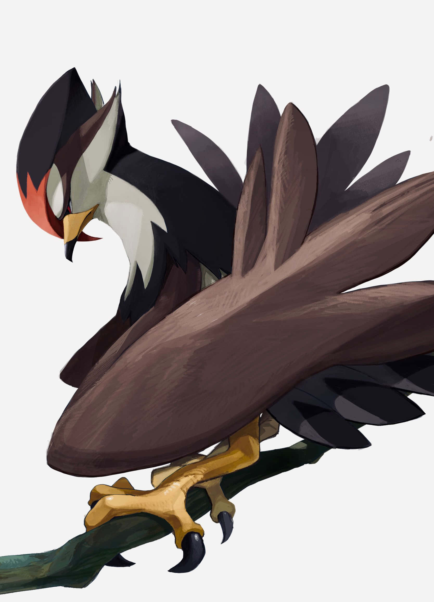 Staraptor, branch, digital illustration, Full HD Phone Wallpaper