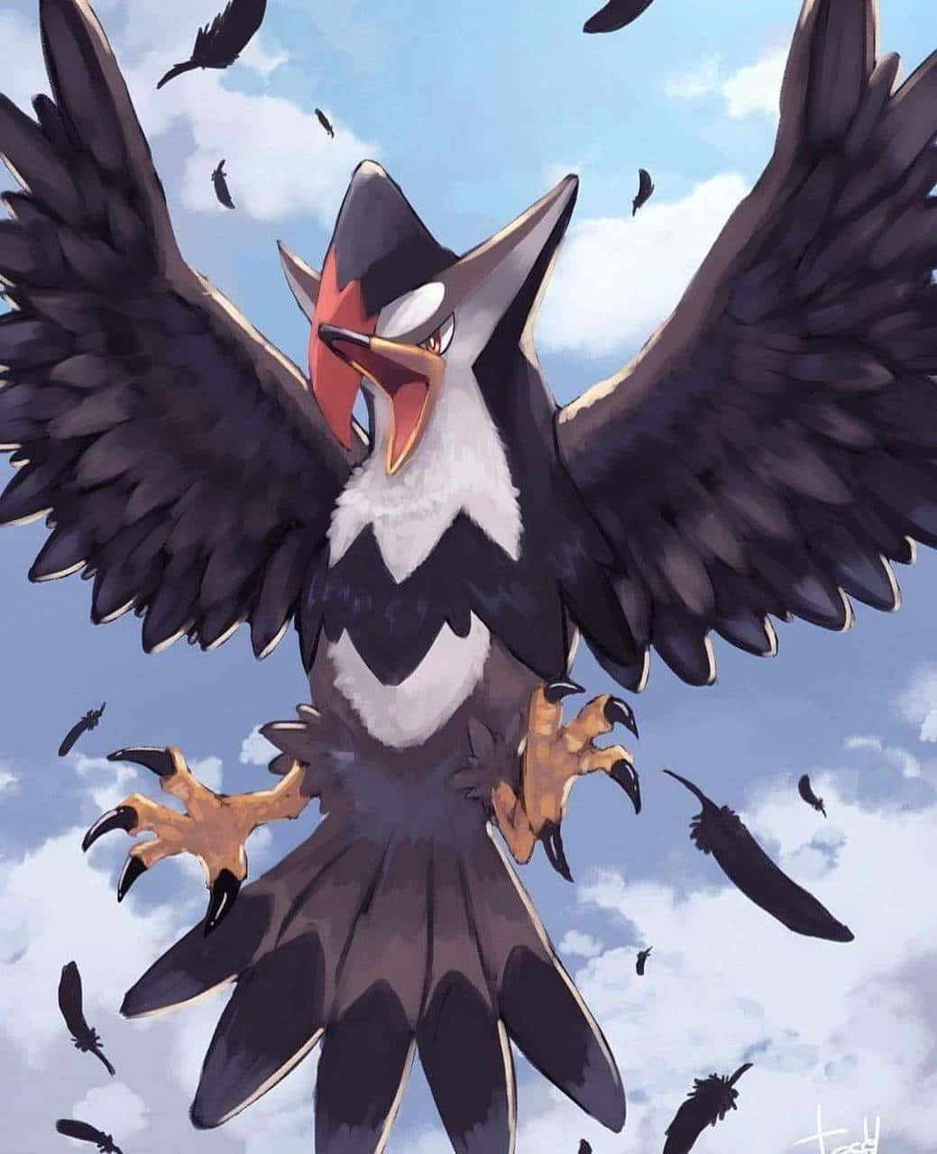 Staraptor, black feathers, black and white plumage, HD Phone Wallpaper