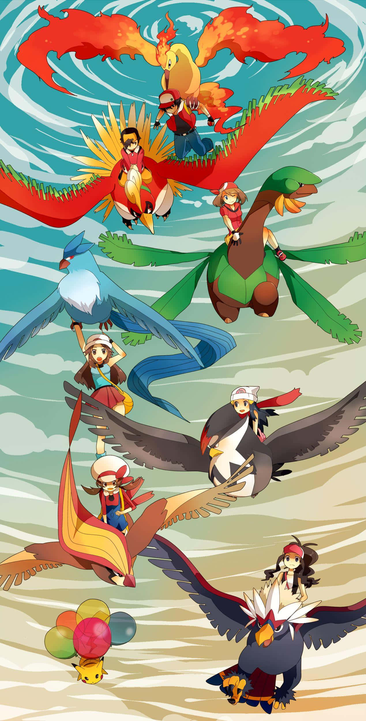 Staraptor, flying types, anime illustration, Full HD Phone Wallpaper