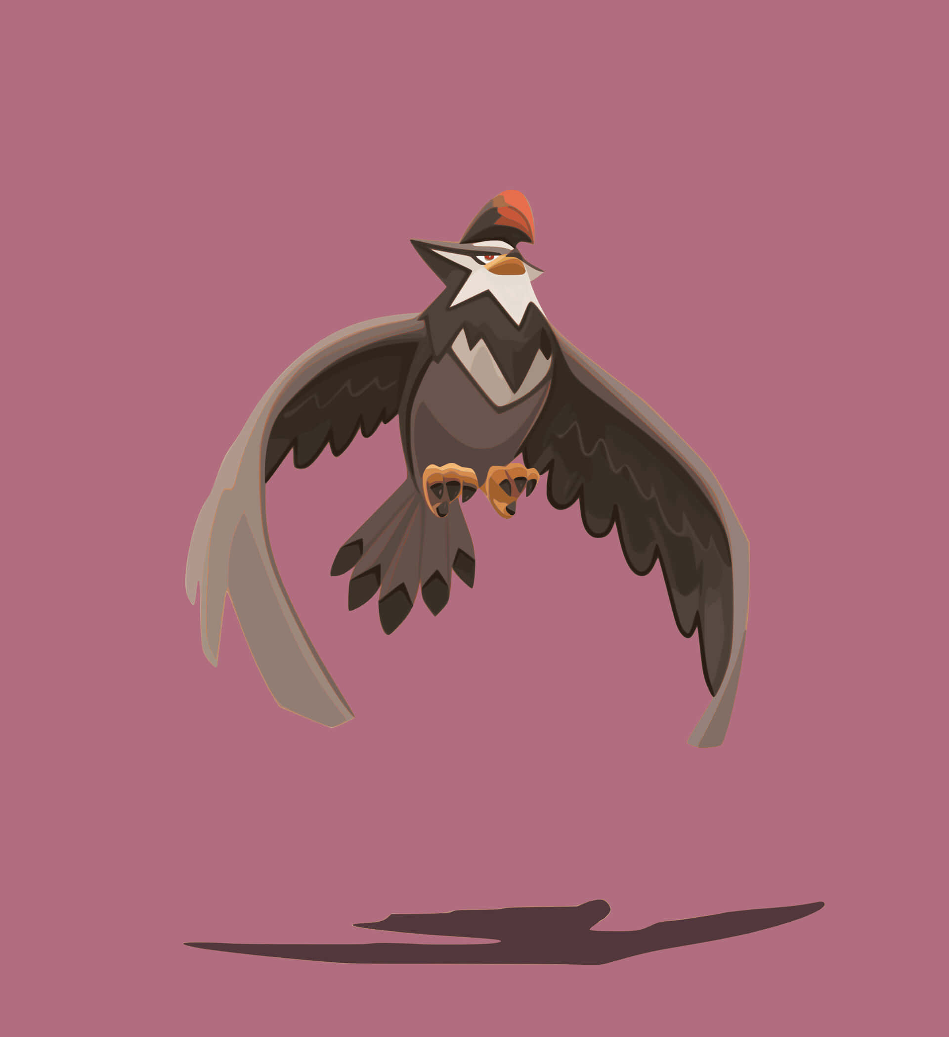 Staraptor, purple background, mauve background, Full HD Phone Wallpaper