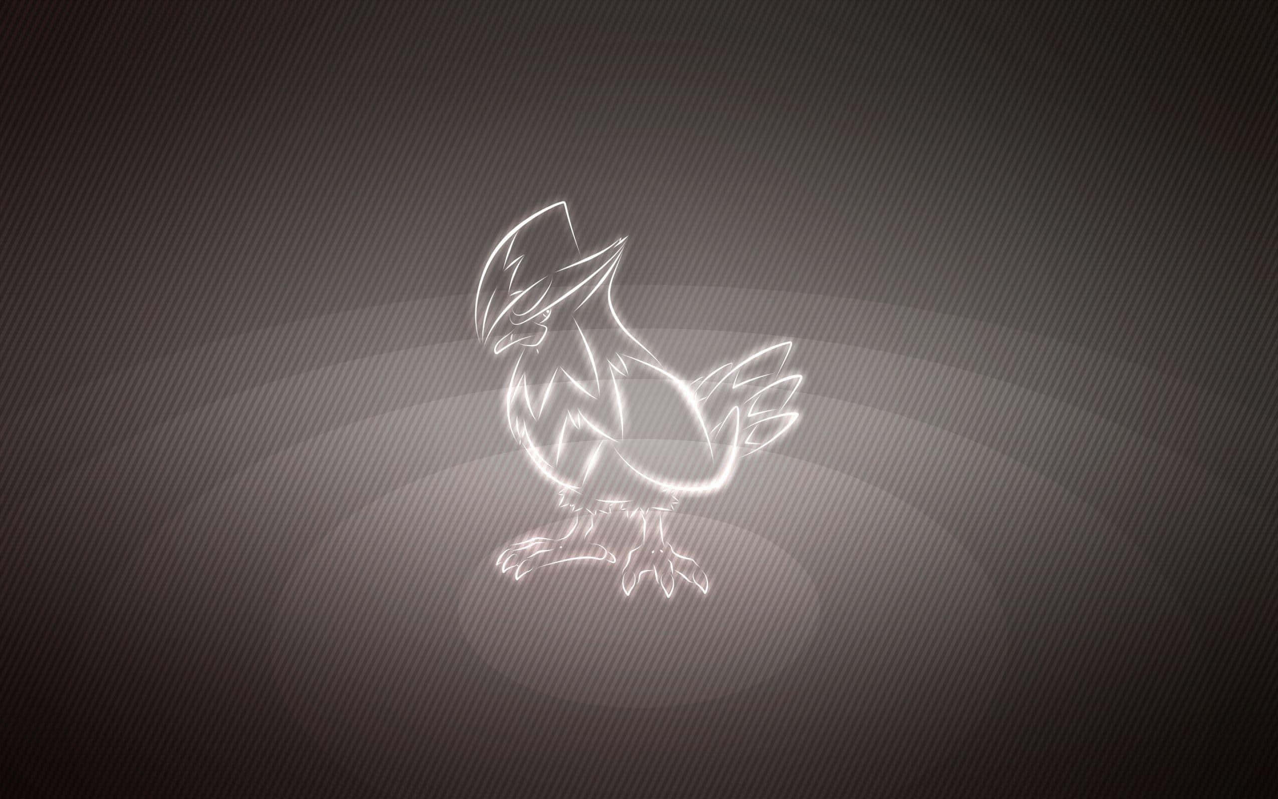 Staraptor, glowing white outline, stylized chicken, 2K Desktop Wallpaper