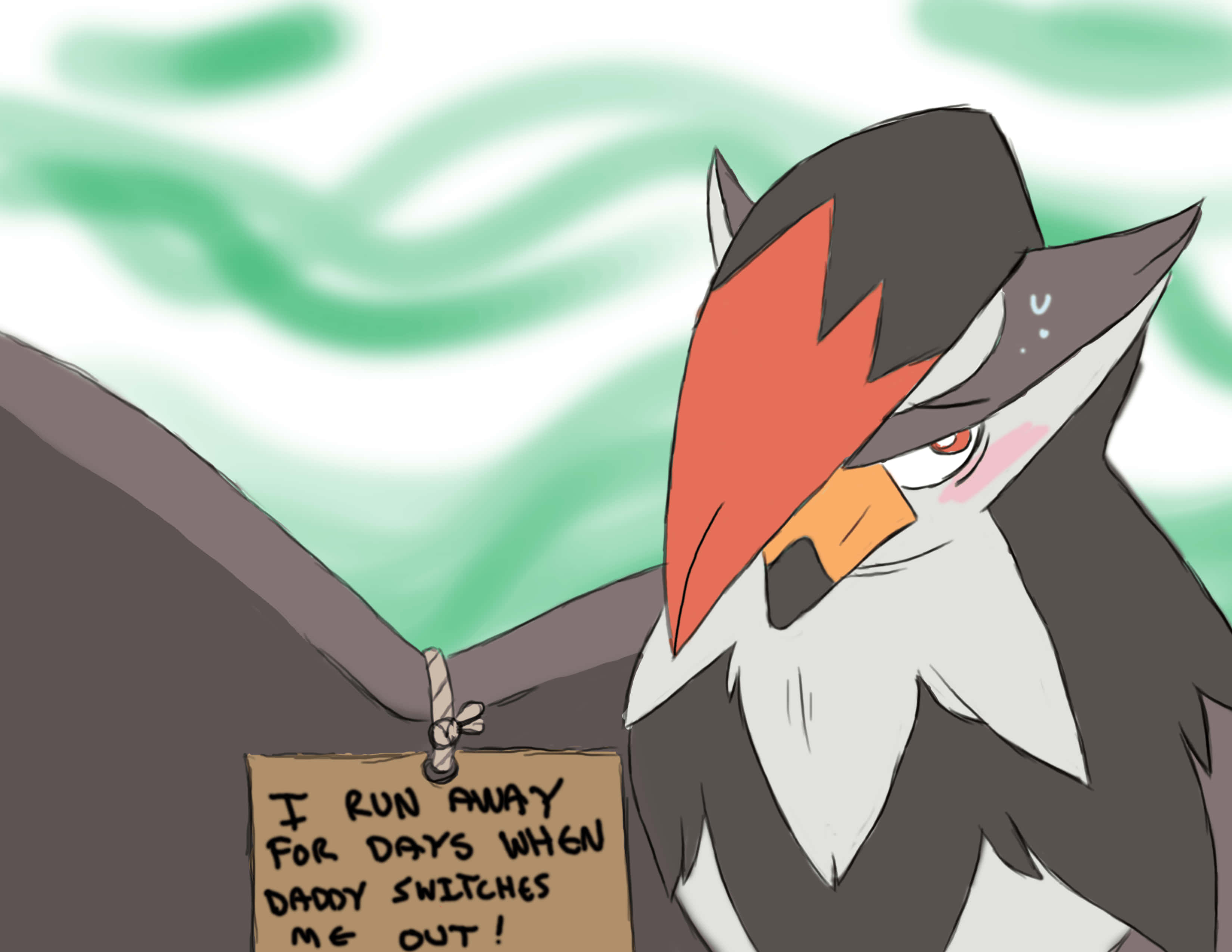 Staraptor, red crest, sign, 2K Desktop Wallpaper
