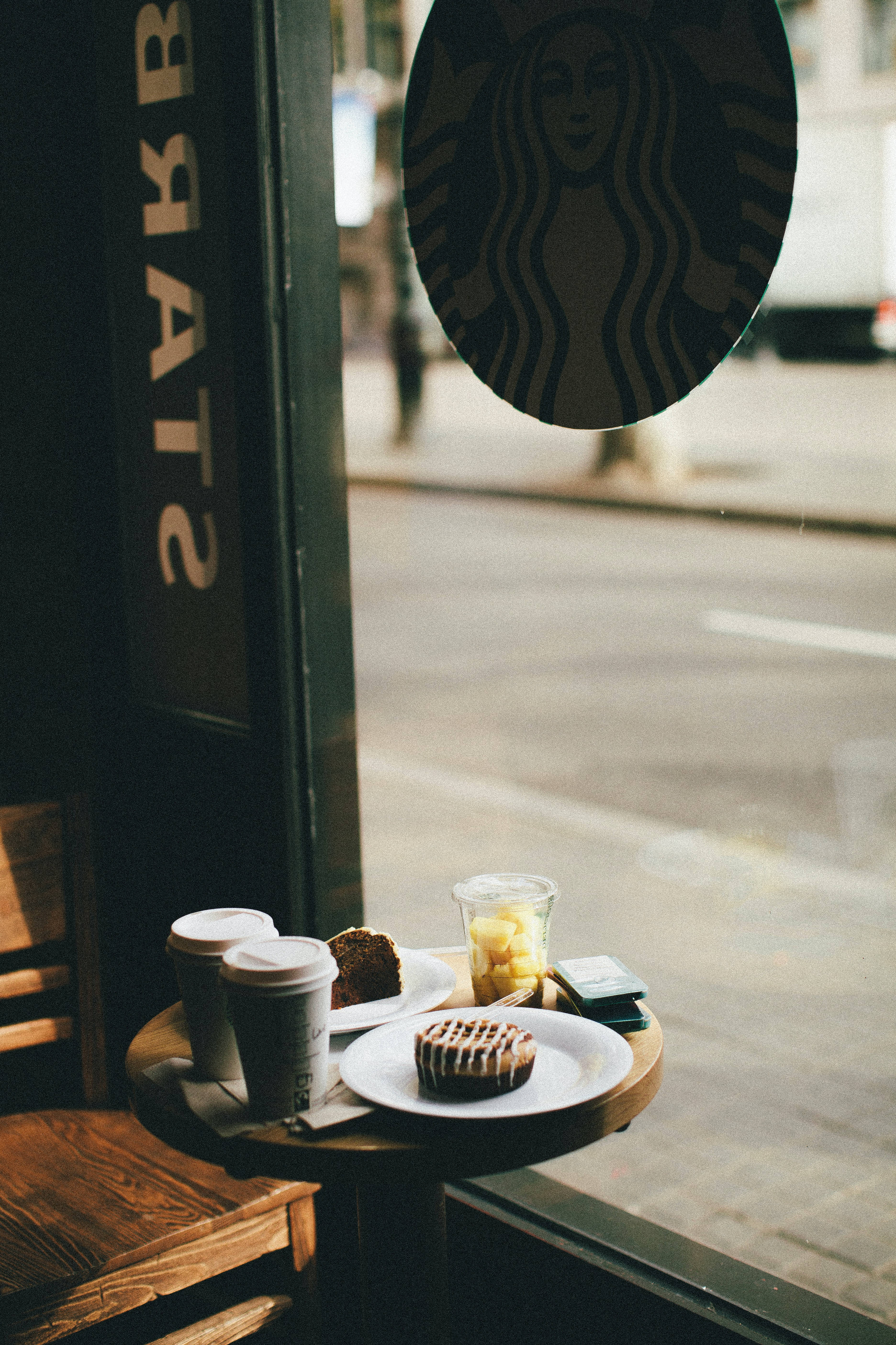 Starbucks iPhone, Starbucks logo, cozy café window view, 5K Phone Wallpaper