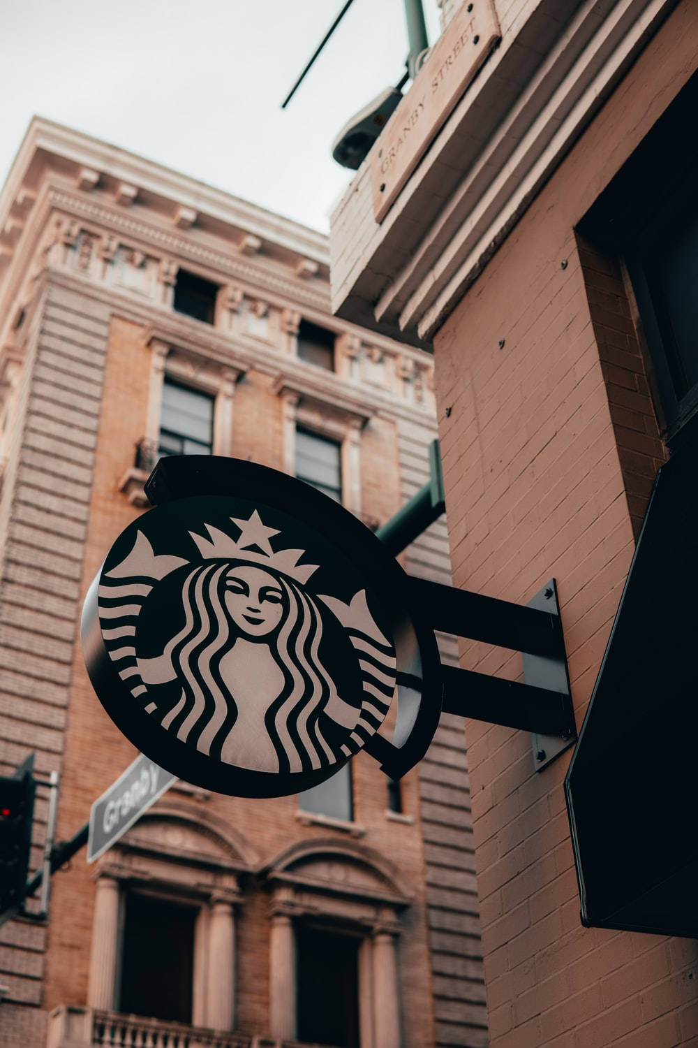 Starbucks, iPhone, brick building, HD Phone Wallpaper