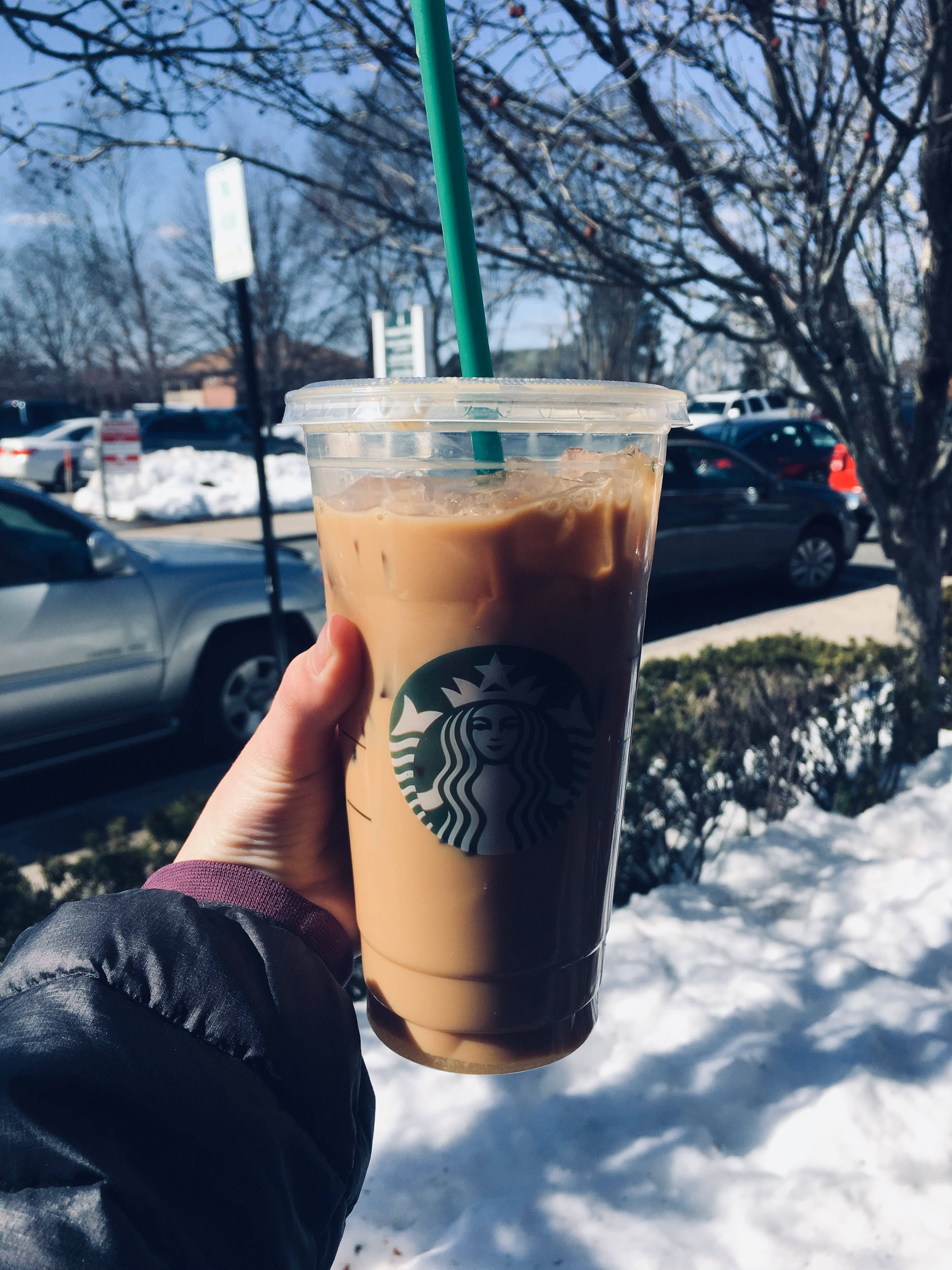 Starbucks, iPhone, iced coffee, 4K Phone Wallpaper