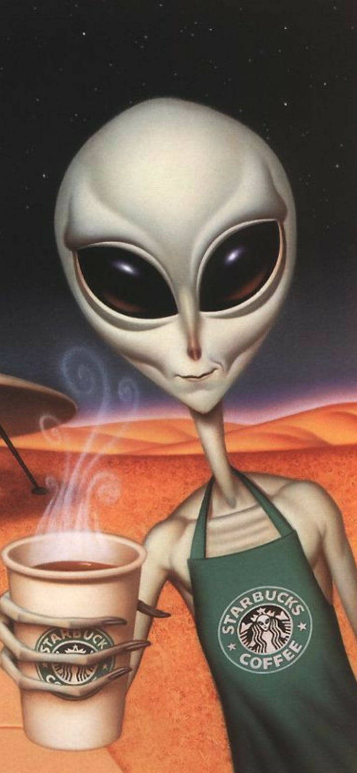 Starbucks, alien barista, Starbucks apron, HD Phone Wallpaper
