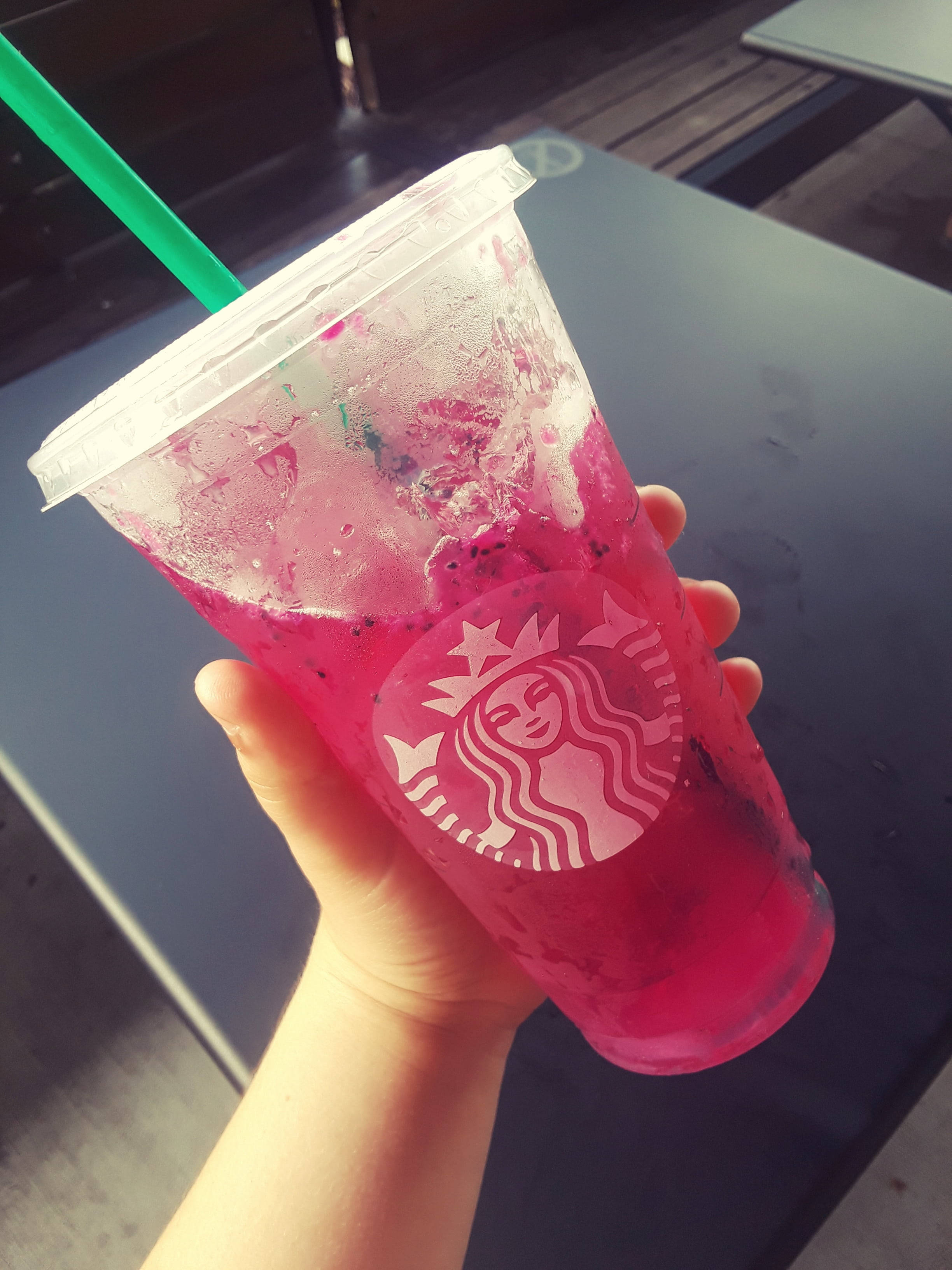 Starbucks, iPhone, frosty pink Starbucks drink, 2K Phone Wallpaper