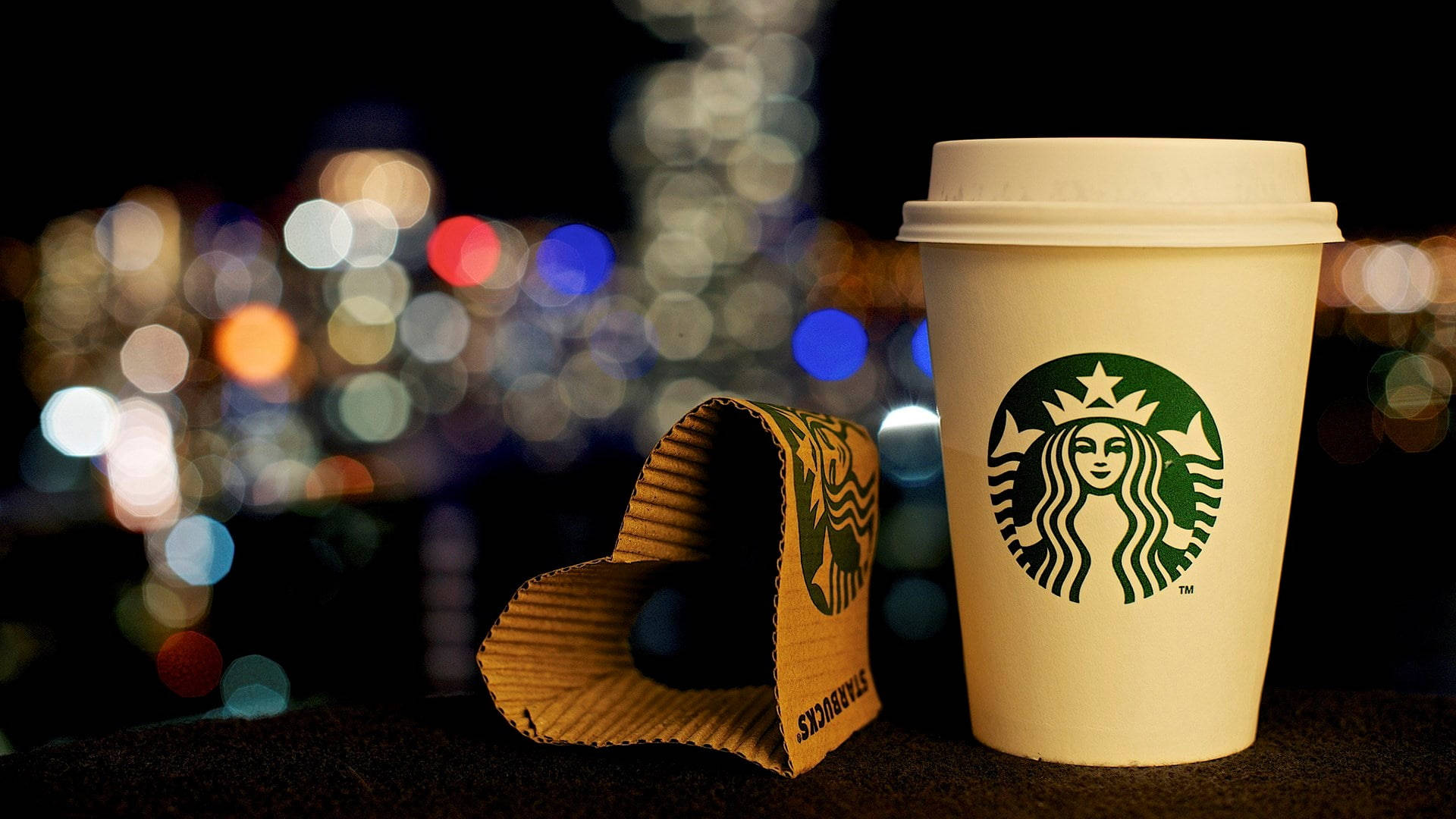 Starbucks, heart shaped cardboard, coffee cup, Full HD Desktop Wallpaper