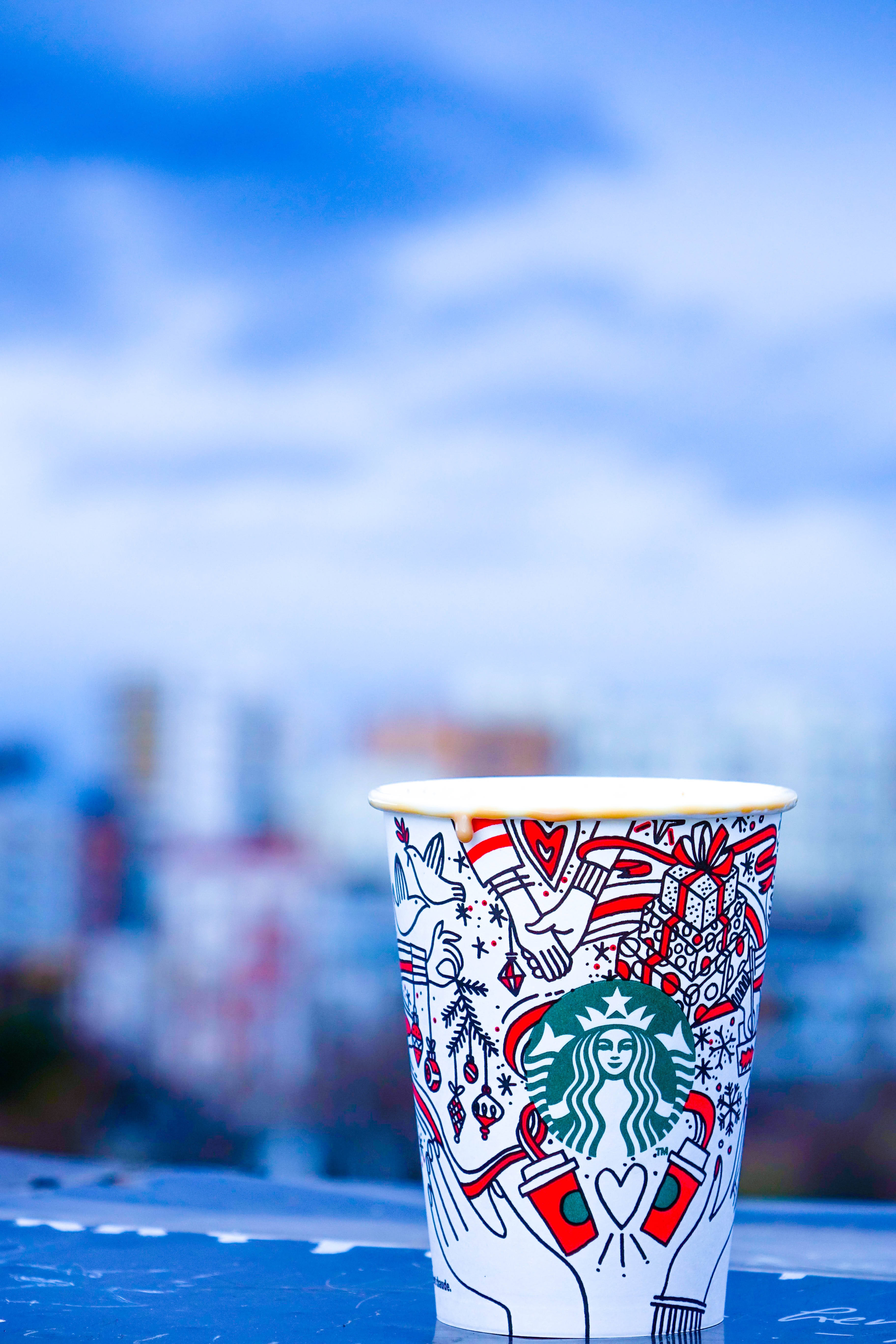 Starbucks, holiday cup, red green and white holiday designs, 5K Phone Wallpaper
