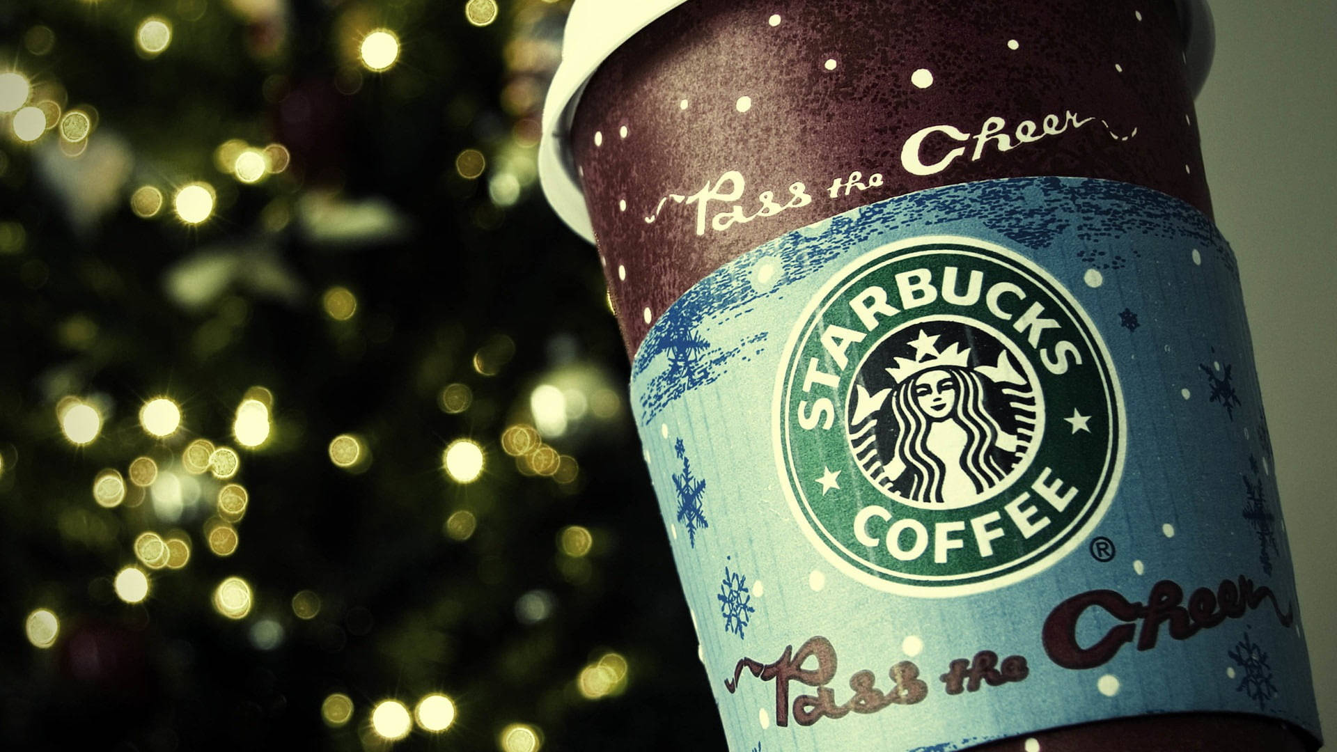 Starbucks, Christmas coffee cup, snowflake design, Full HD Desktop Wallpaper