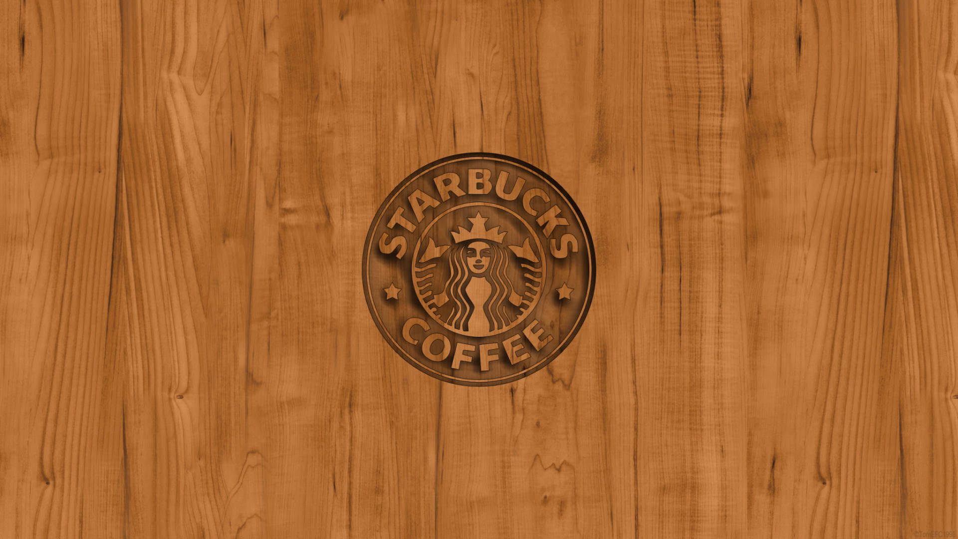 Starbucks, logo, wood, Full HD Desktop Wallpaper