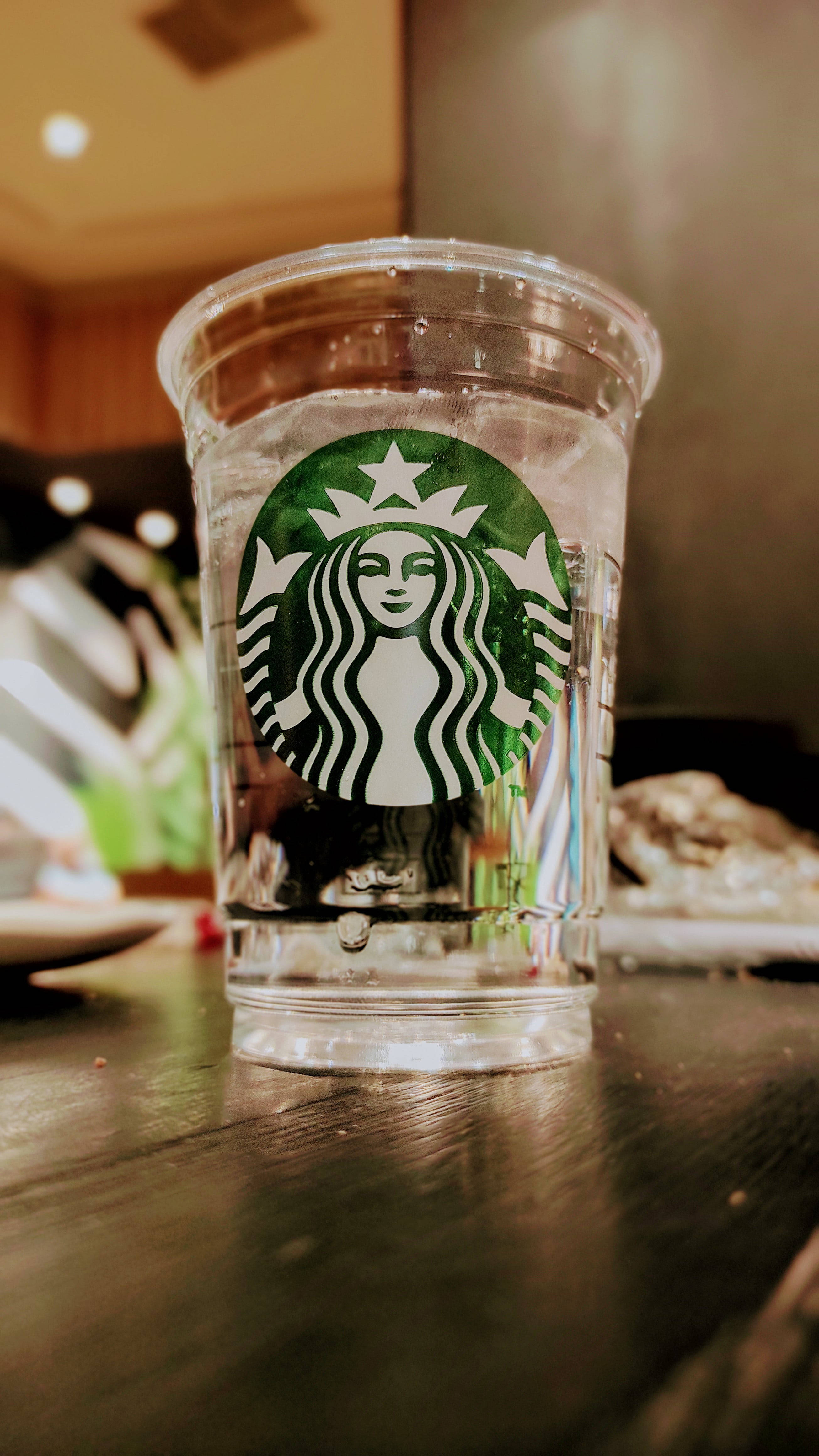 Starbucks, water, iPhone, 4K Phone Wallpaper