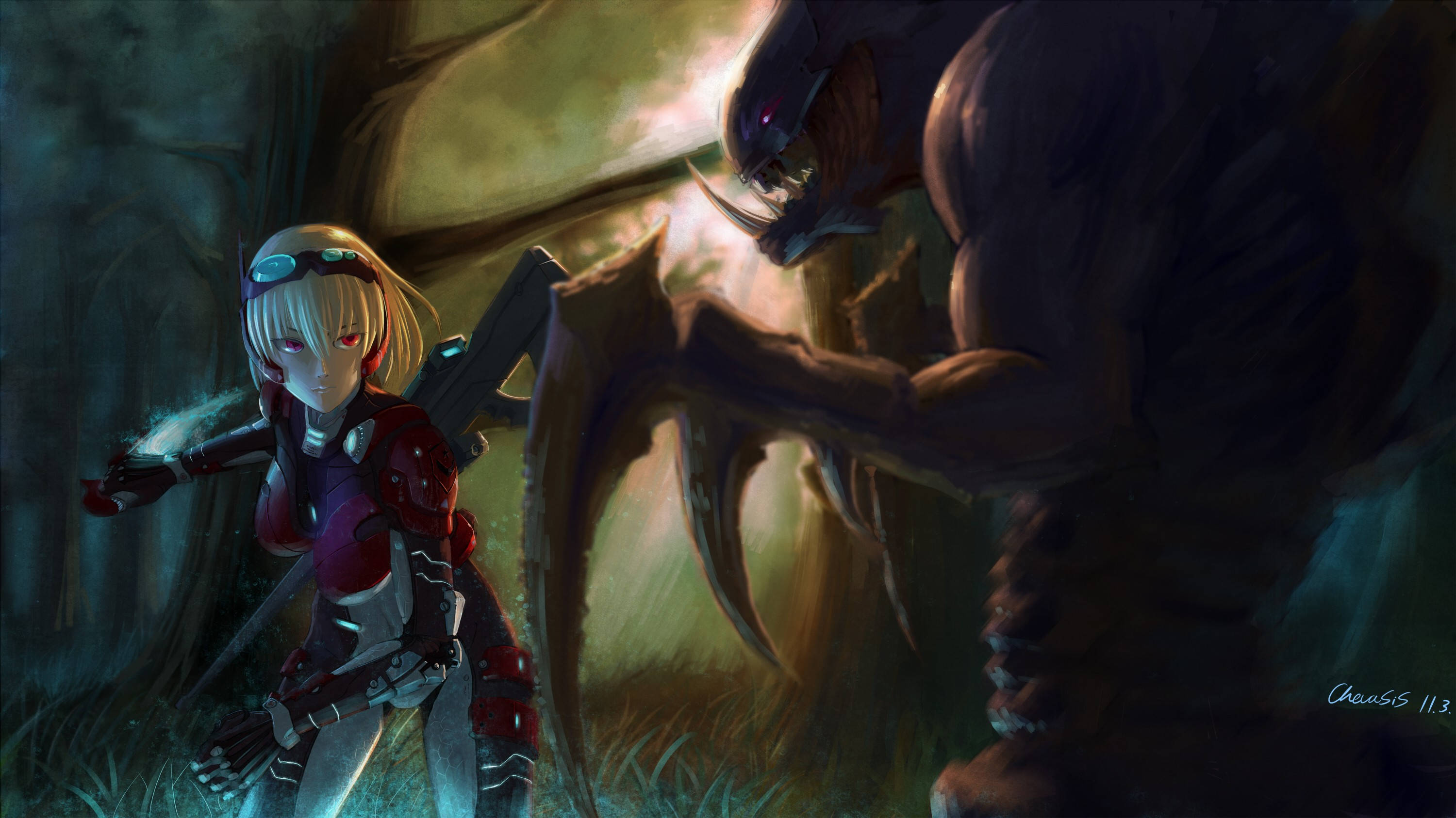 StarCraft 2, anime girl, blonde, 2K Desktop Wallpaper