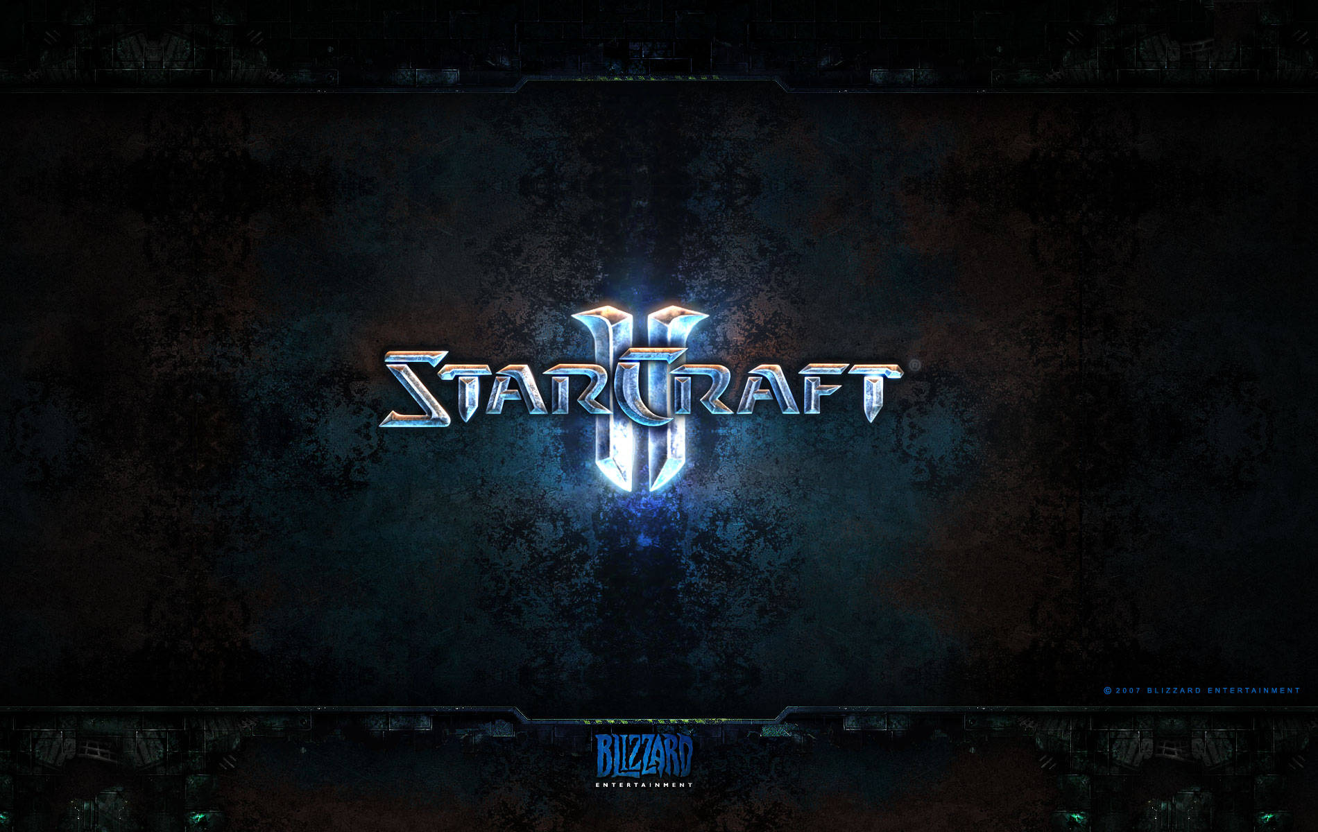 StarCraft 2, metallic blue, dark textured background, HD Desktop Wallpaper