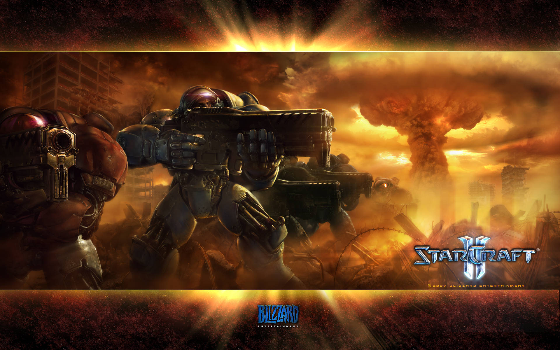 StarCraft 2, warriors, fiery battlefield, Full HD Desktop Wallpaper