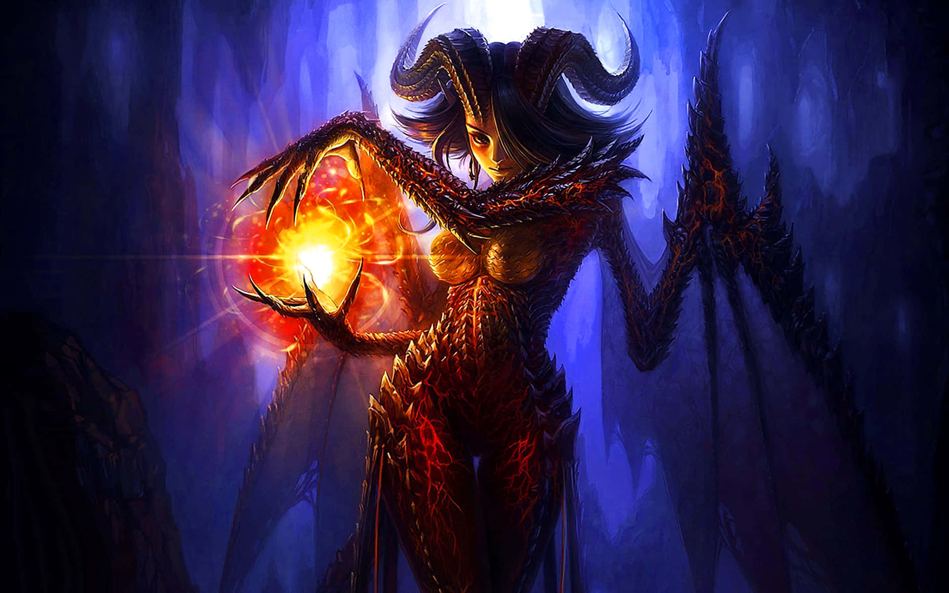 StarCraft, demonic female figure, horns, Full HD Desktop Wallpaper