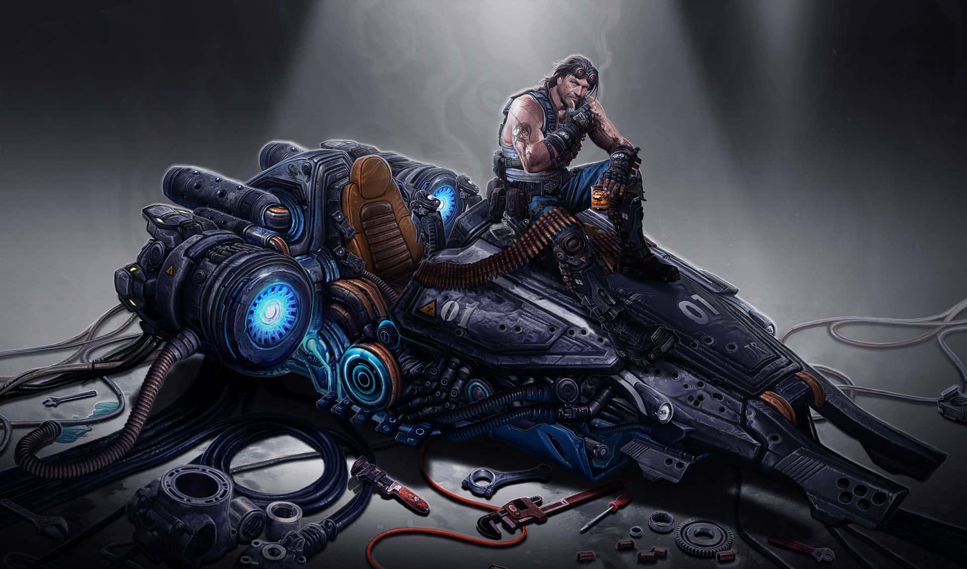 StarCraft, legendary characters, futuristic blue-lit motorcycle, Full HD Desktop Wallpaper