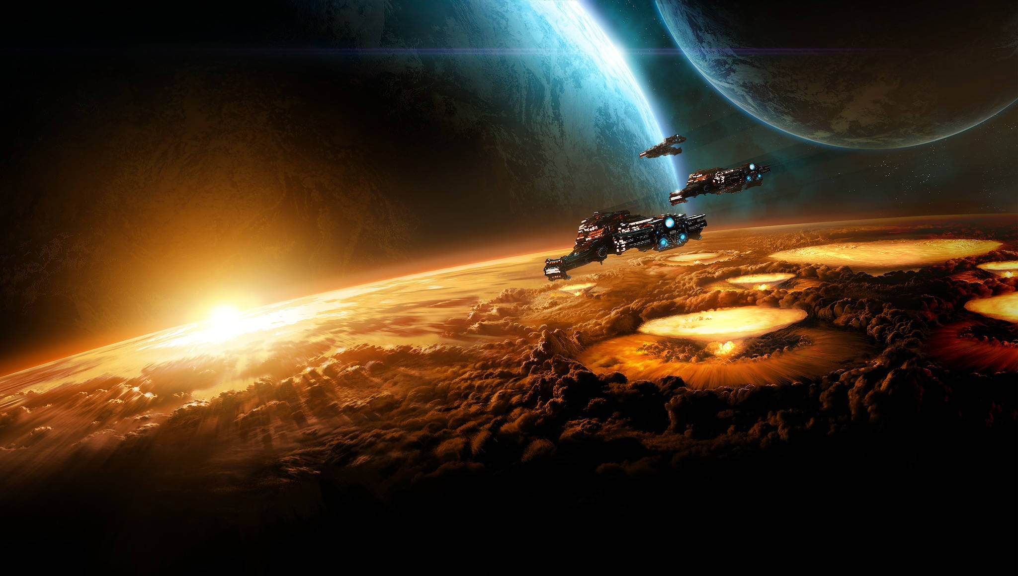 StarCraft 2, spaceship, galaxy, Full HD Desktop Wallpaper