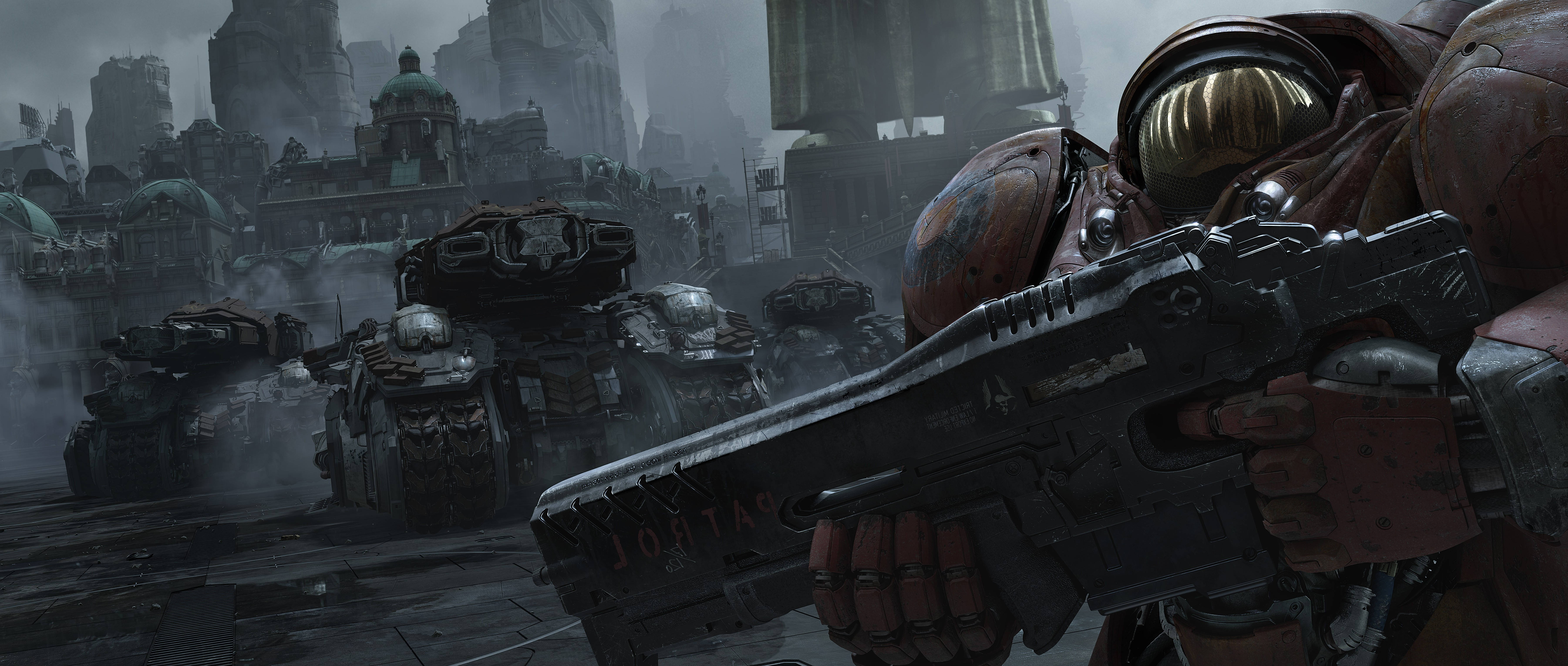 Starcraft, Power Armor Rifle, glowing helmet, 5K Desktop Wallpaper