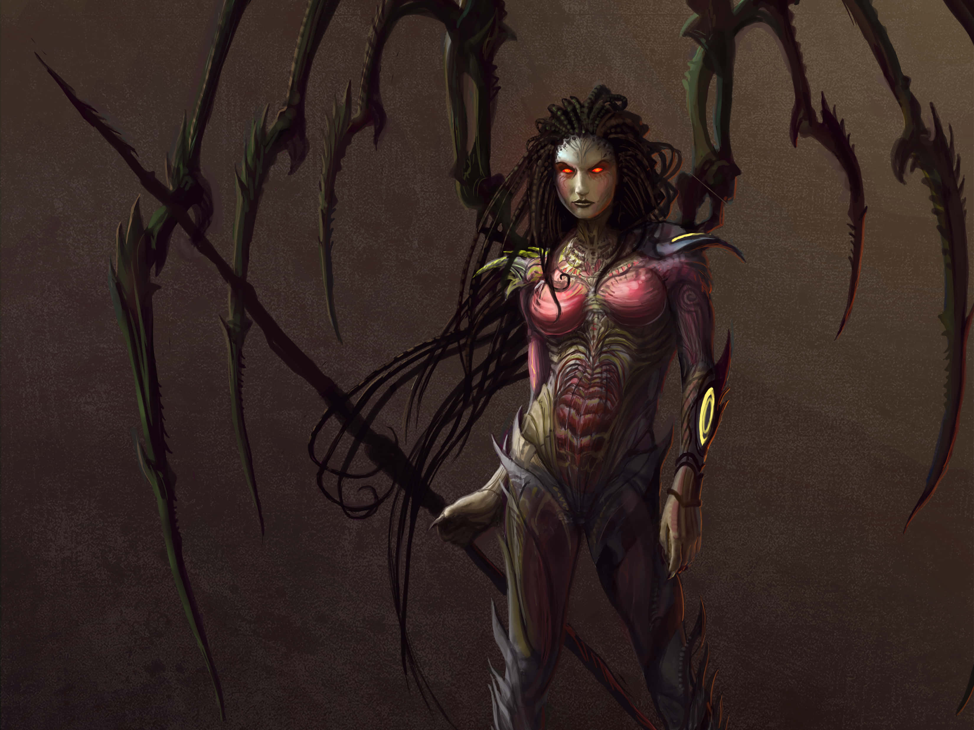 Starcraft, female demon, glowing red eyes, 2K Desktop Wallpaper