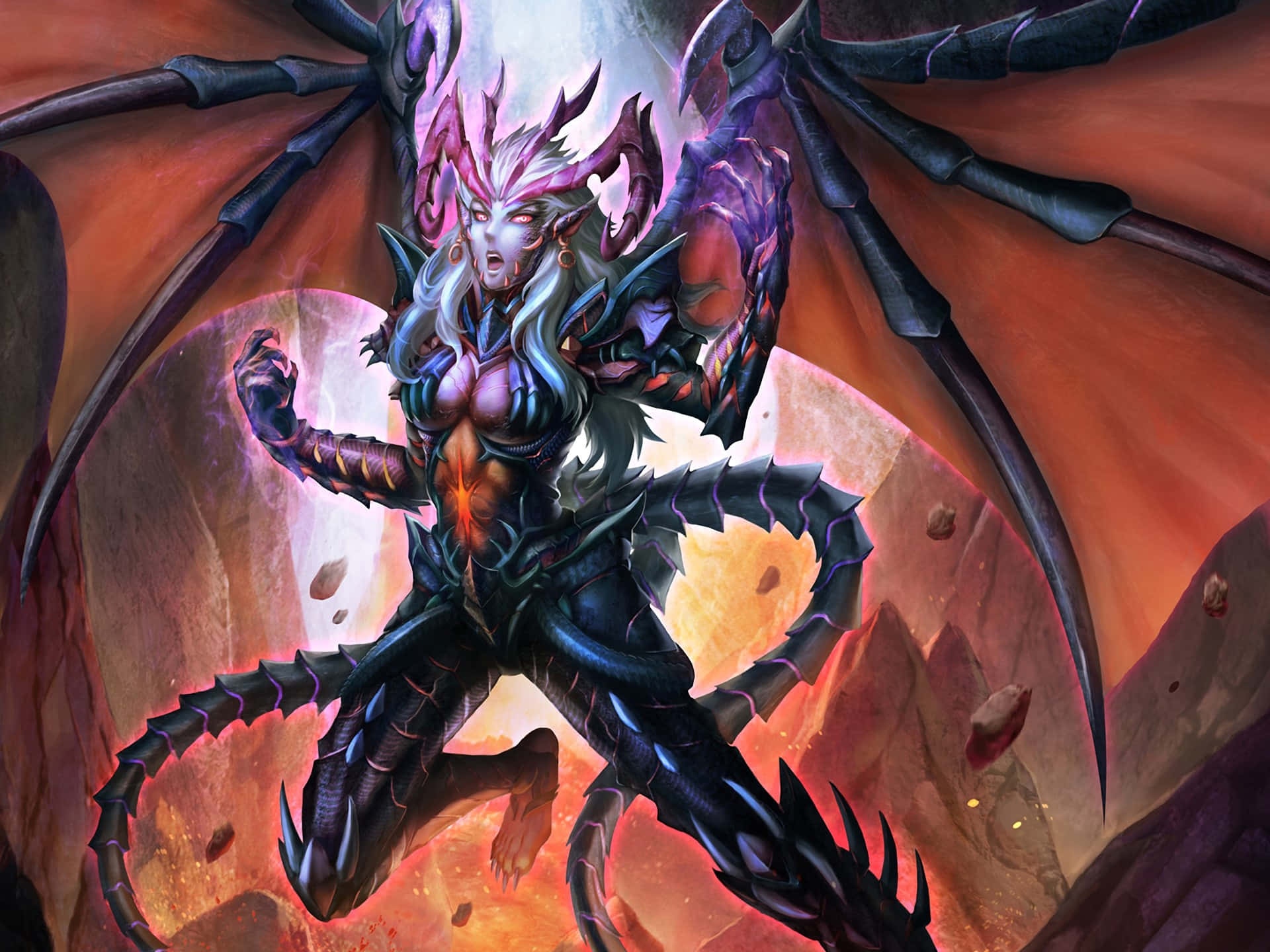 Starcraft, dragon-like female warrior, glowing eyes, Full HD Desktop Wallpaper
