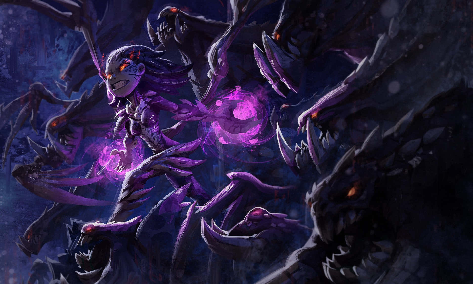 Starcraft, glowing red eyes, purple orb, HD Desktop Wallpaper