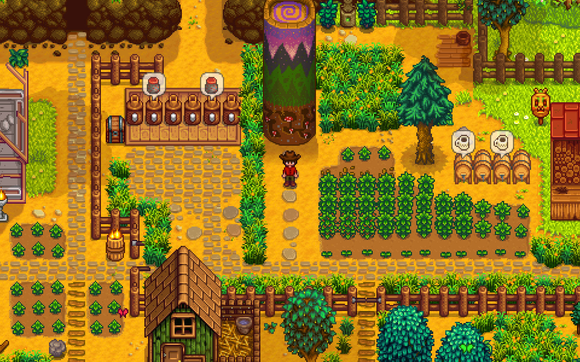 Stardew Valley, pixel-art farmstead, farmer, Full HD Desktop Wallpaper
