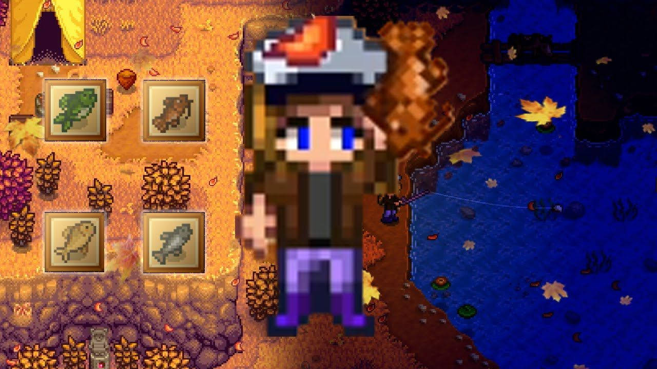 Stardew Valley, pixel art character, autumnal forest, HD Desktop Wallpaper