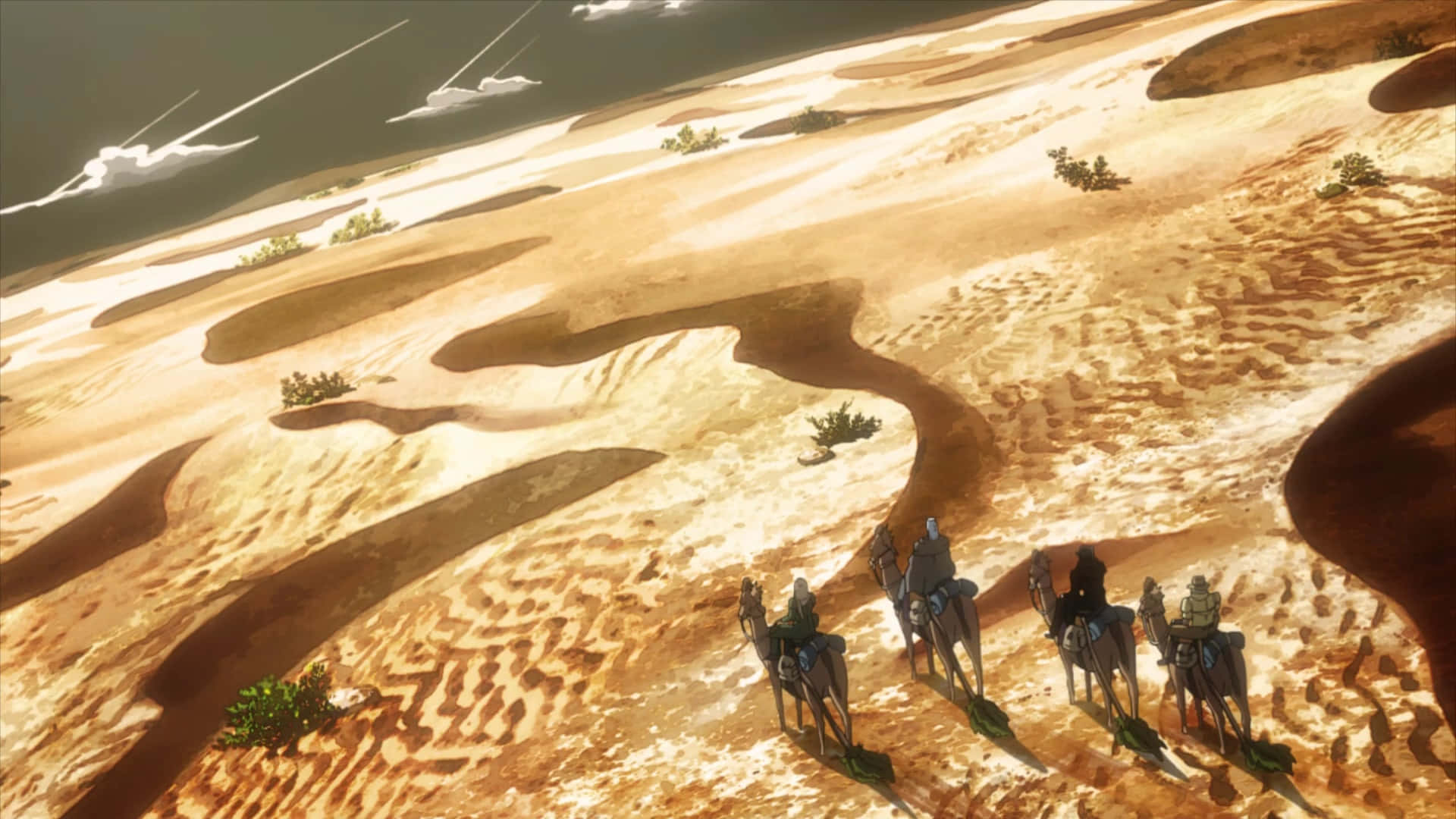 Stardust Crusaders, camels, golden desert, Full HD Desktop Wallpaper