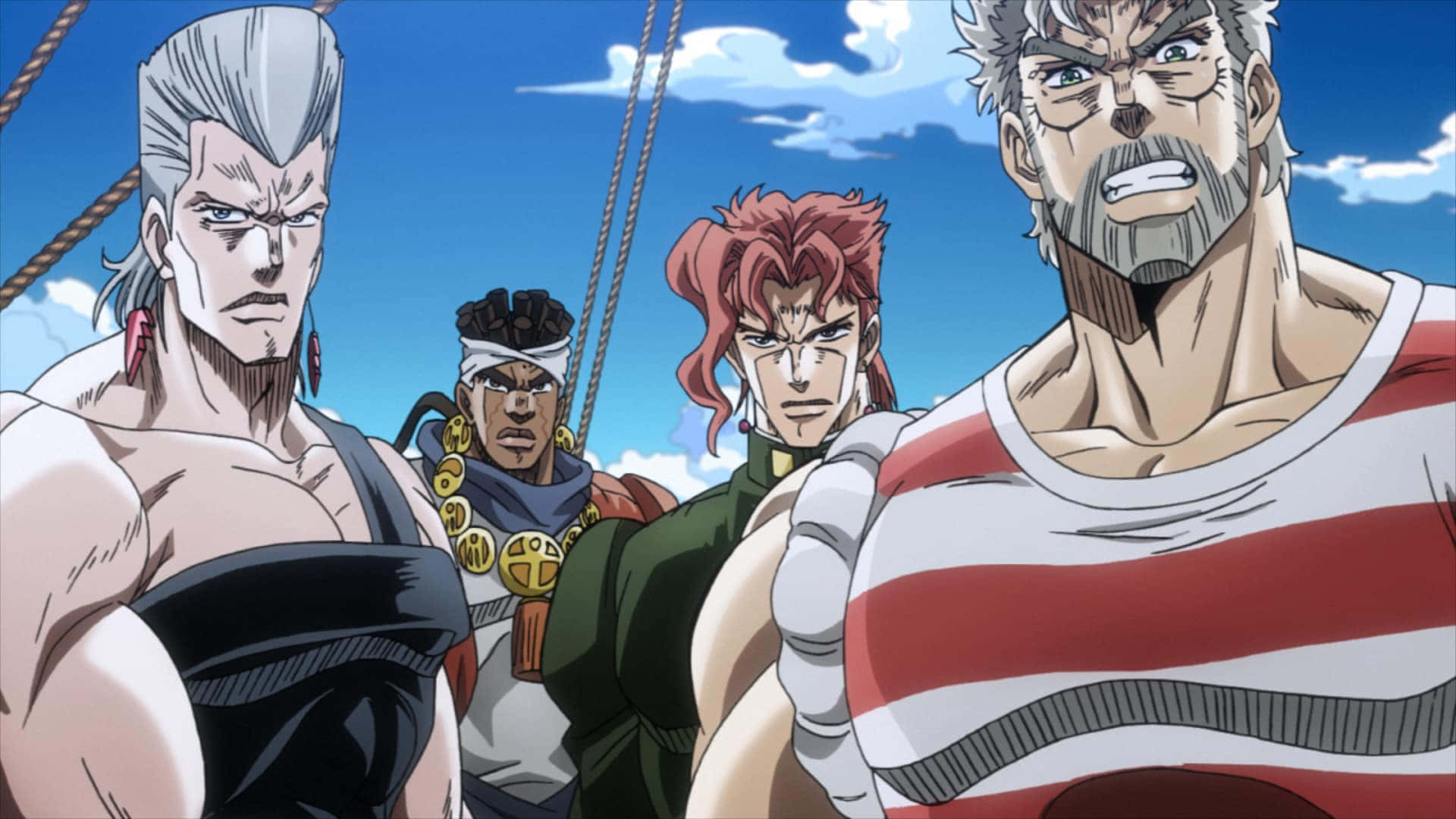Stardust Crusaders, anime warriors, ship, Full HD Desktop Wallpaper