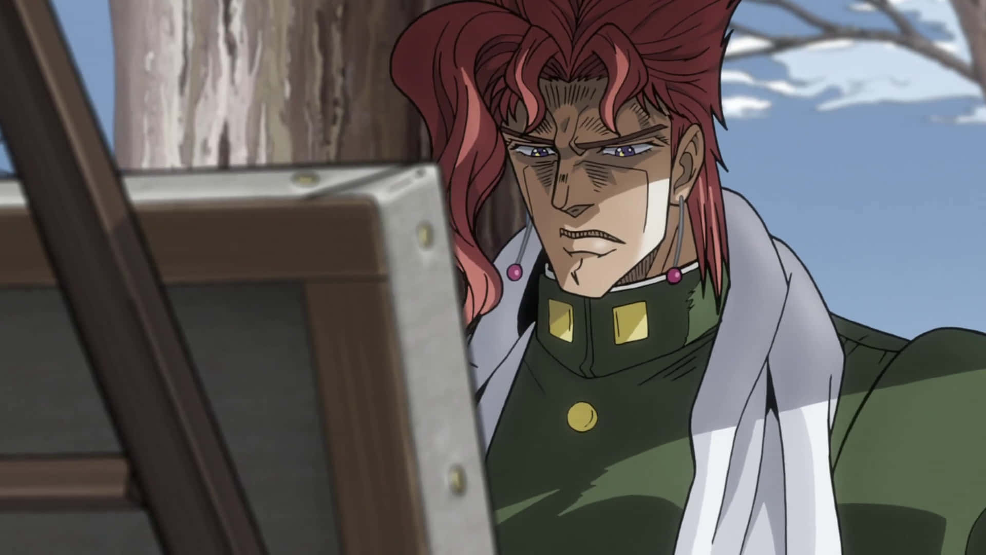 Stardust Crusaders, red hair, green uniform, Full HD Desktop Wallpaper