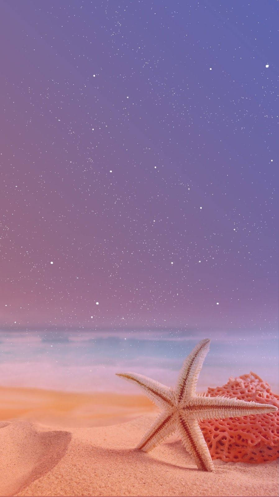 Starfish, purple sky, twilight sky, HD Phone Wallpaper