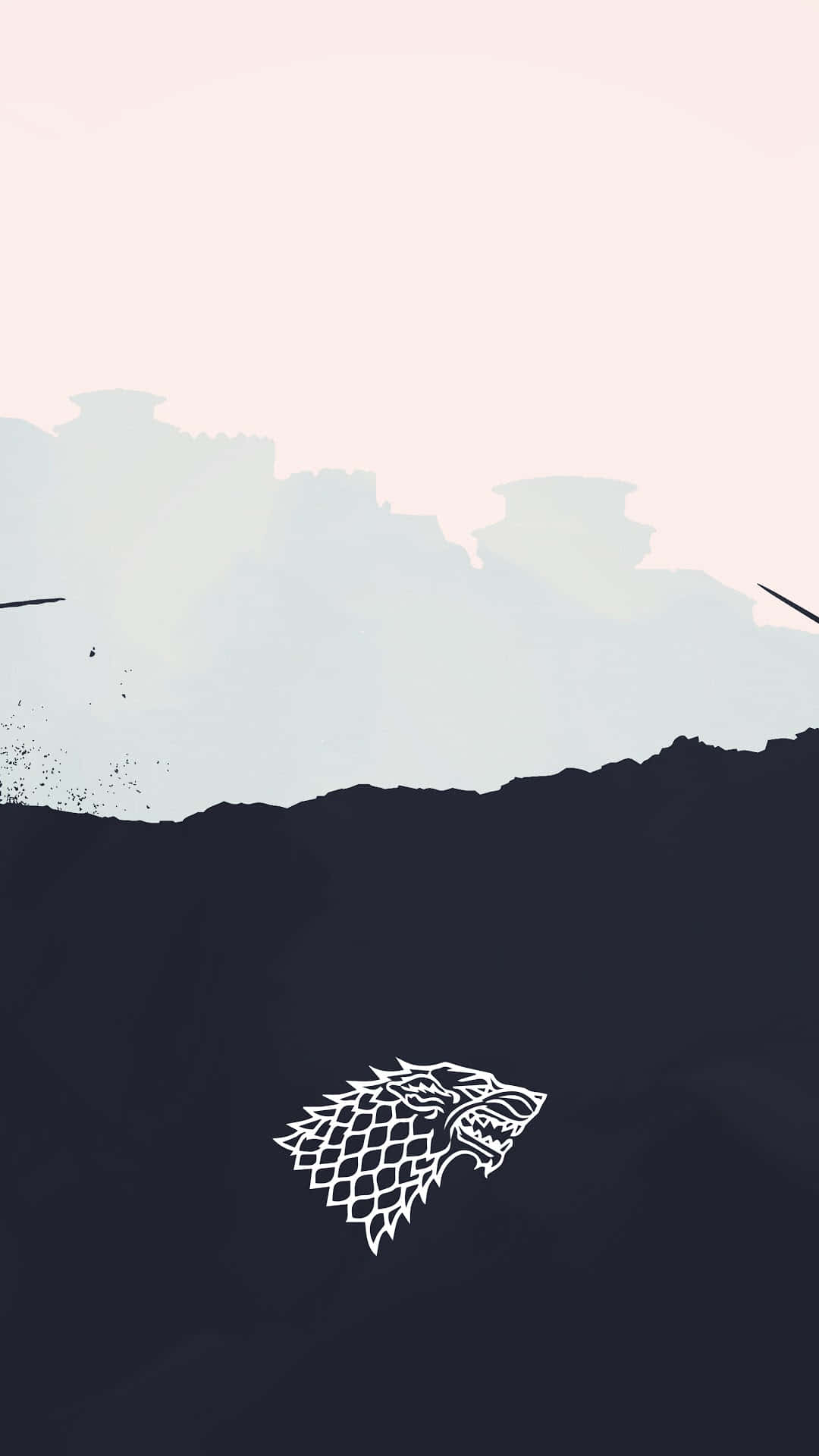 stark, direwolf sigil, mountain range, Full HD Phone Wallpaper