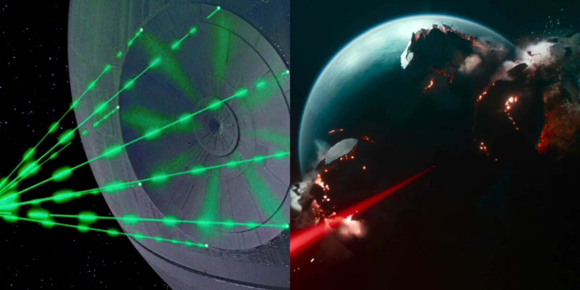 Starkiller Base, green laser beams, red laser beam, Full HD Desktop Wallpaper