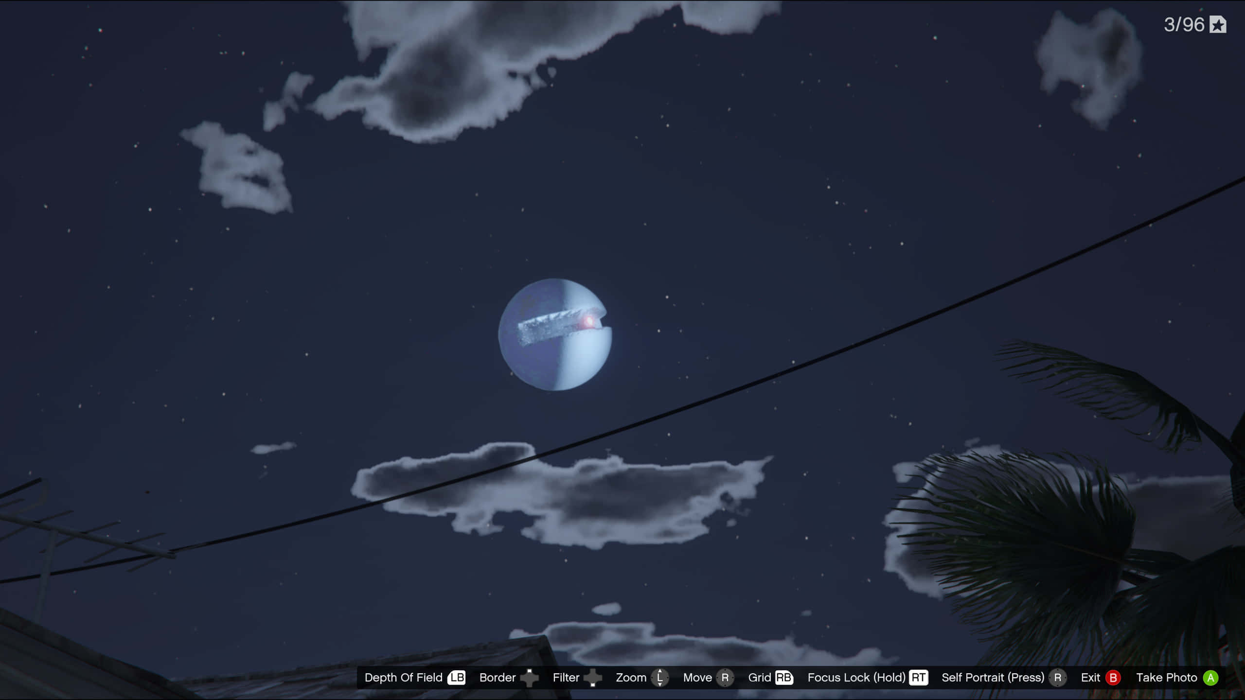 Starkiller Base, glowing blue moon, tropical night sky, 2K Desktop Wallpaper