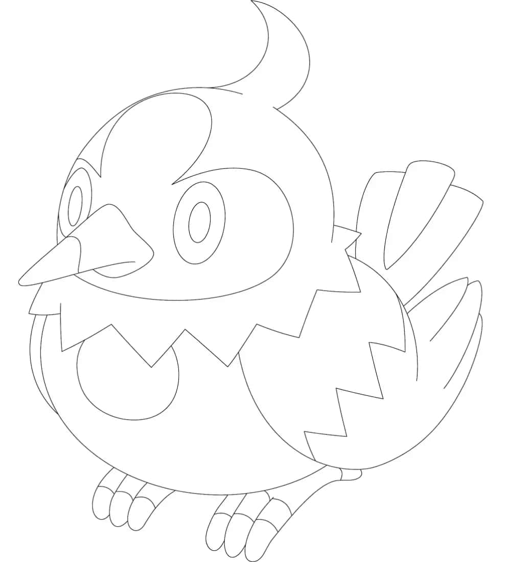 Starly, line art, black and white, SD Phone Wallpaper