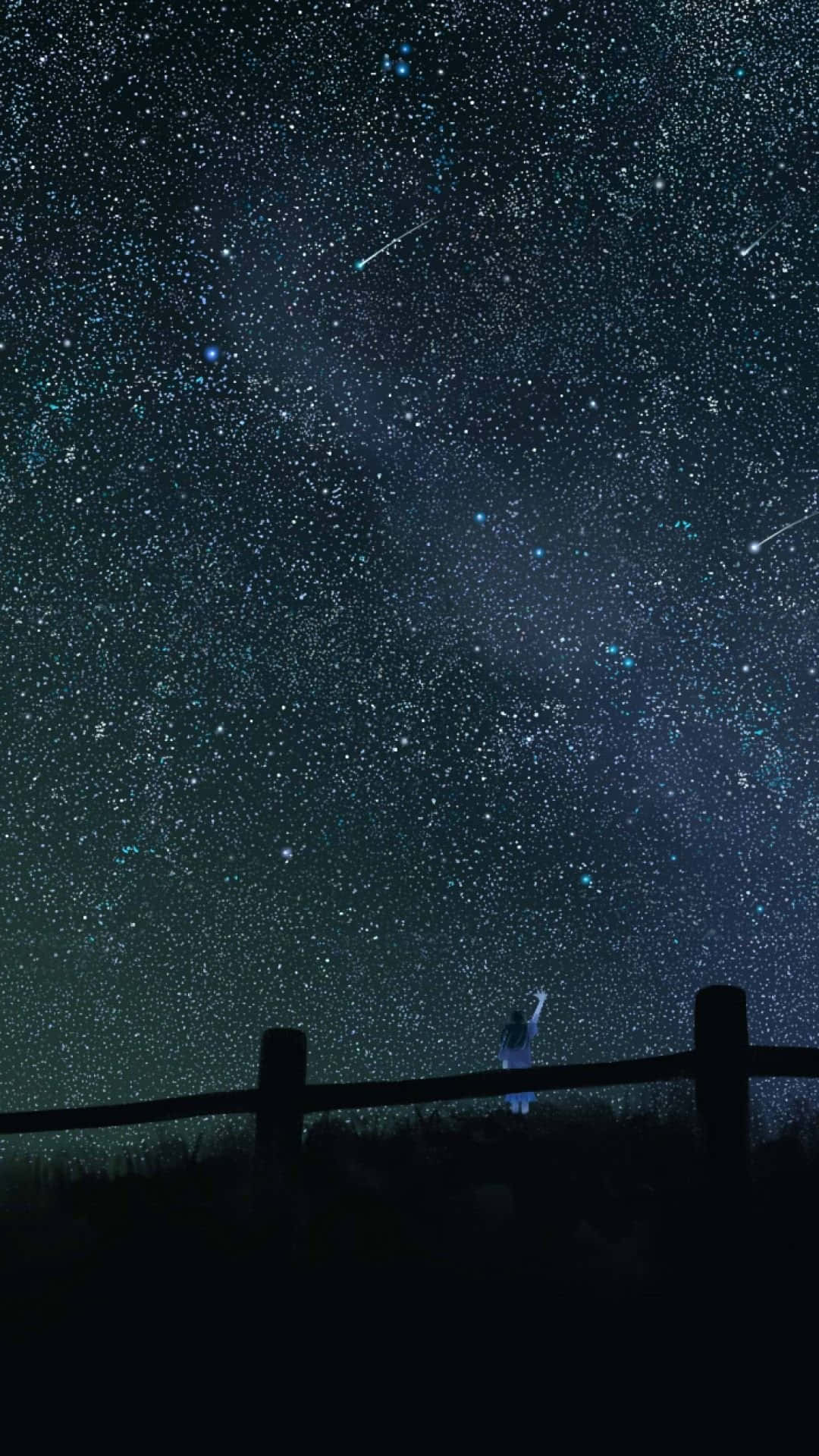 Starry Night Sky, hill, night, Full HD Phone Wallpaper