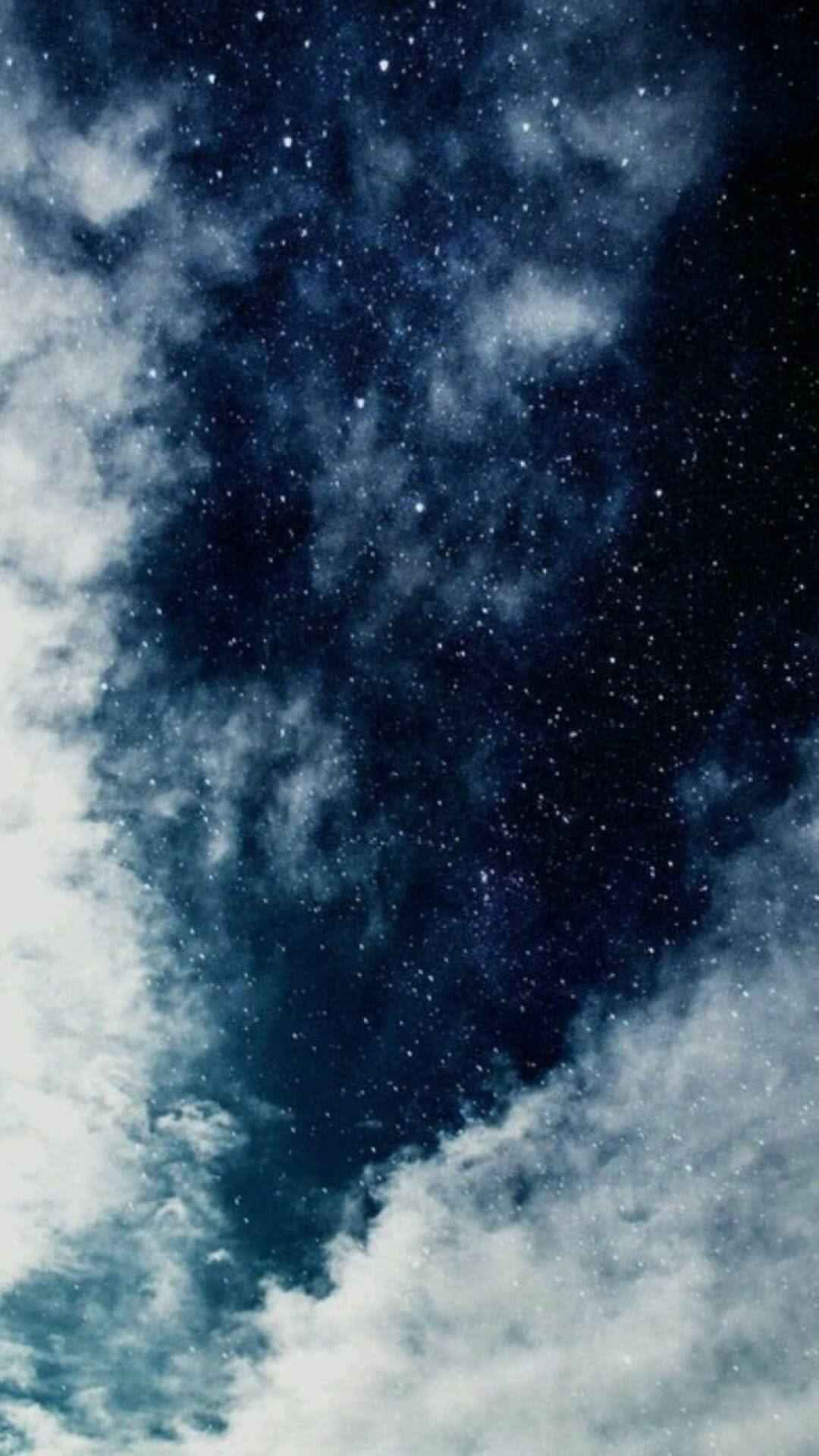 Dark Blue iPhone, starry night sky, swirling clouds, Full HD Phone Wallpaper