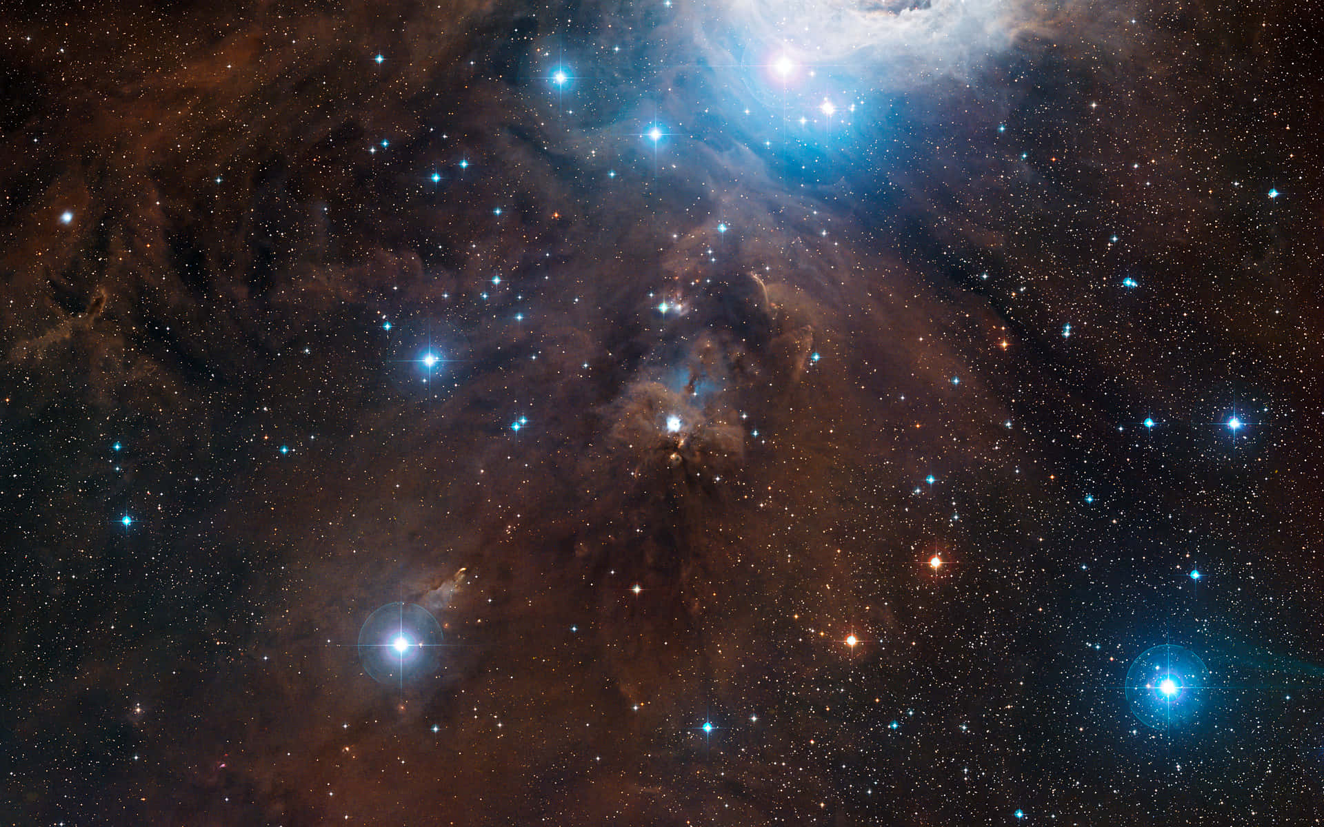 nebula, stars, blue and orange hues, Full HD Desktop Wallpaper